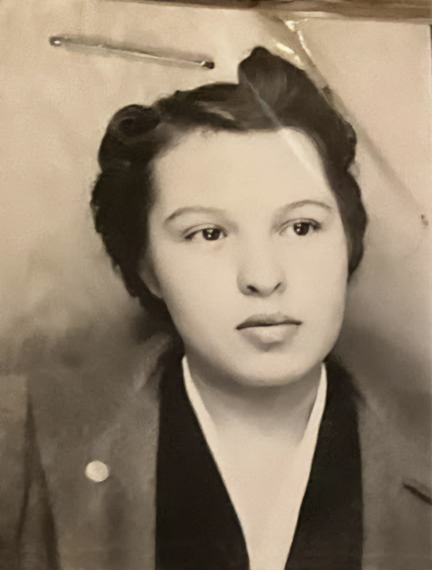 This photograph taken from boarding school documents shows Abby Hall's grandmother, Klamath Tribes member Marilyn Mitchell, in about 1939.