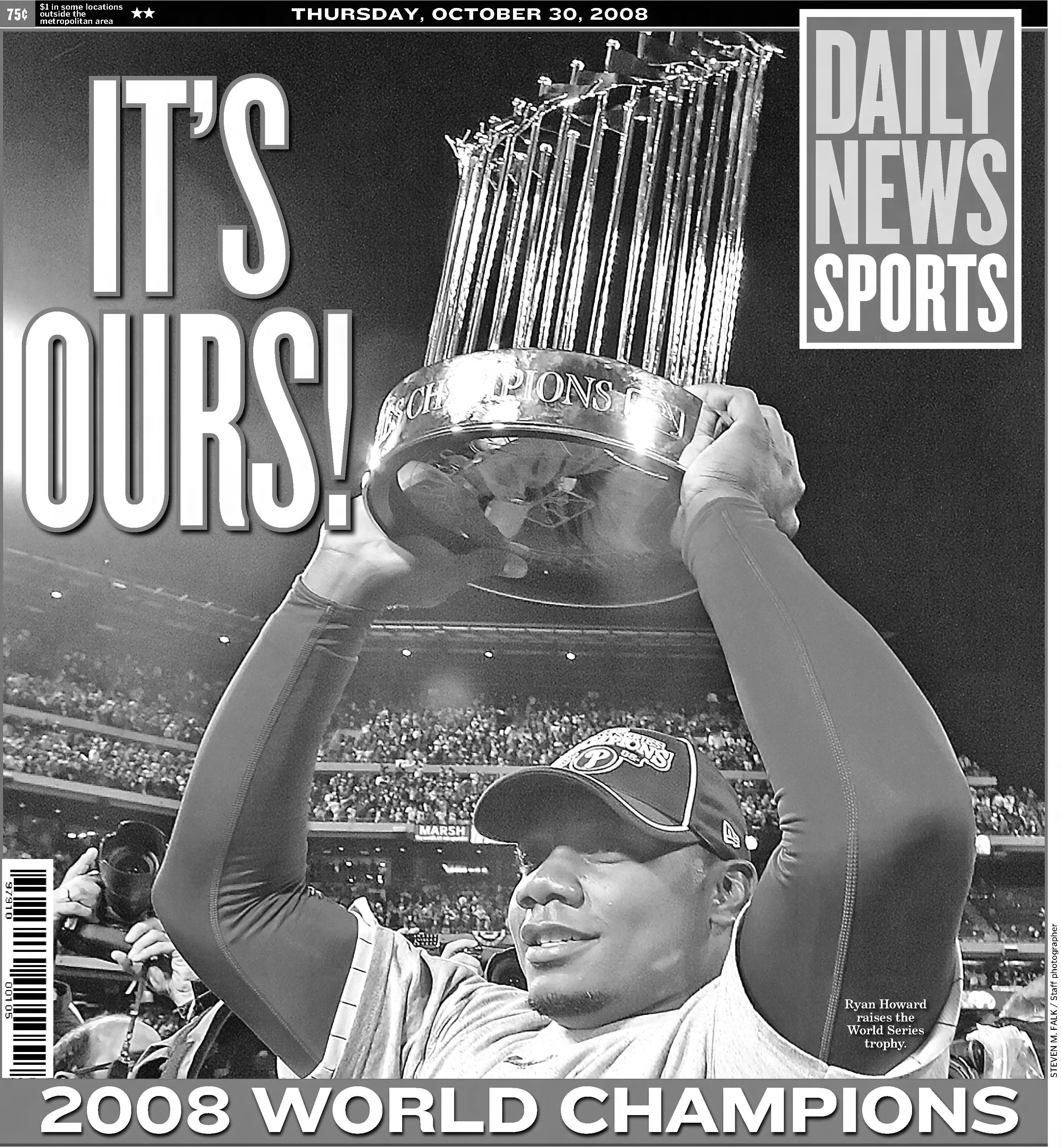 Majestic Philadelphia Phillies RYAN HOWARD 2008 World Series Champions –