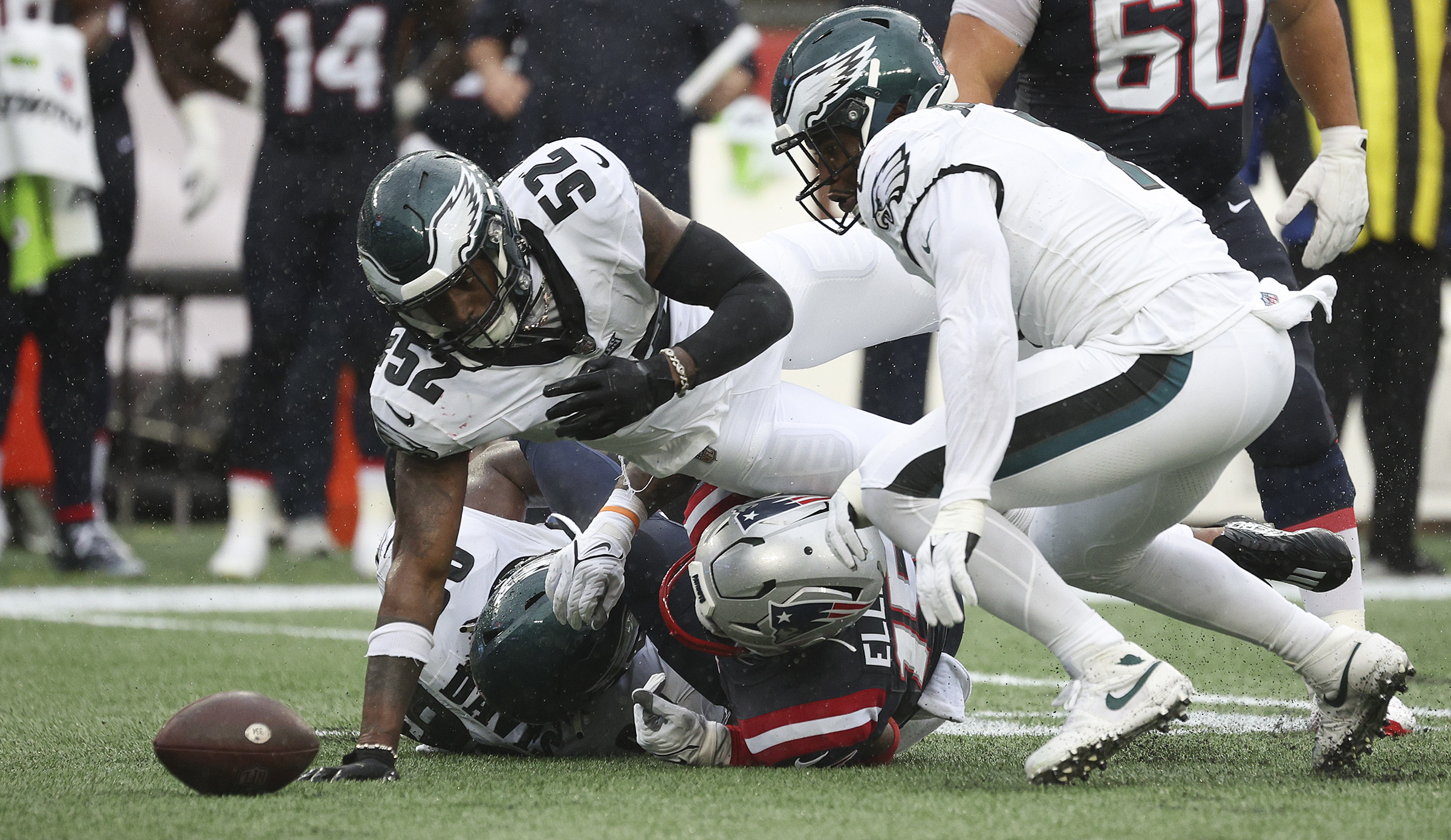 Philadelphia Eagles linebacker Nakobe Dean (17) pursues a play against the  Detroit Lions during an NFL football game, Sunday, Sept. 11, 2022, in  Detroit. (AP Photo/Rick Osentoski Stock Photo - Alamy