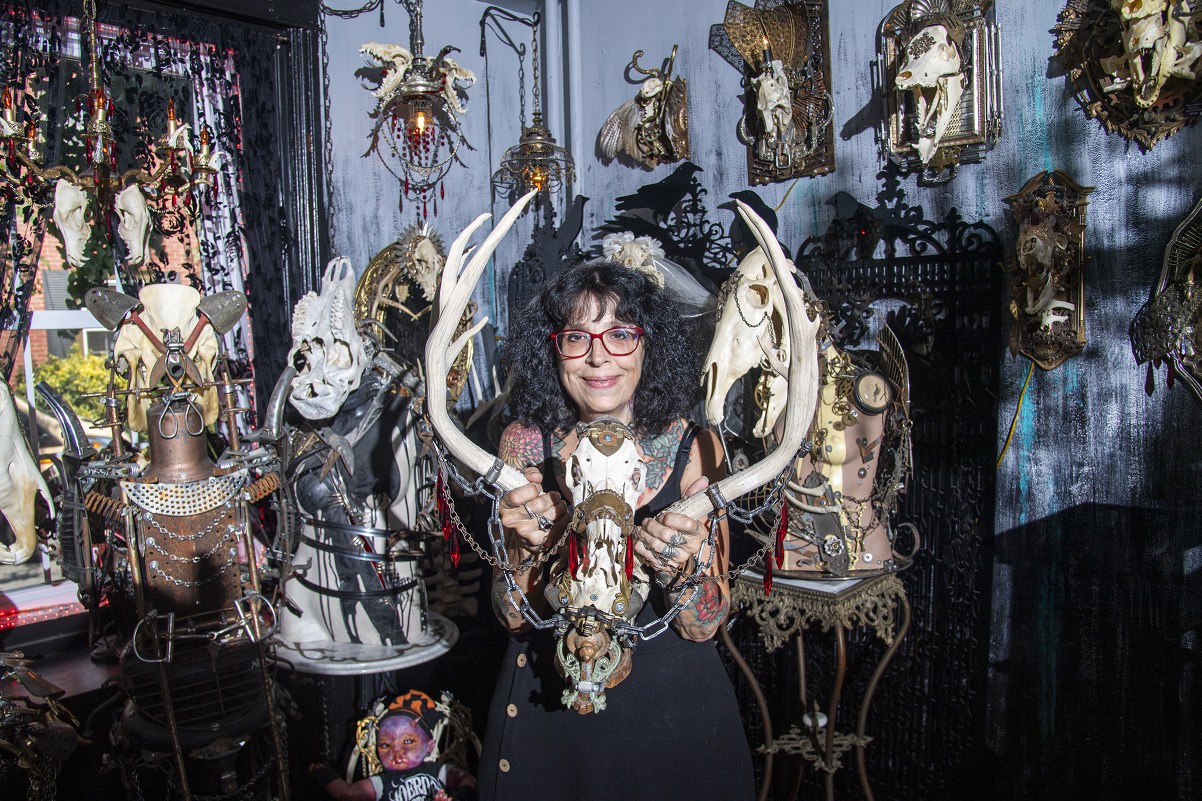Skull artist Sue Moerder crafts craniums into art and shes created the Artists of Philly Pop-Up Co-Op
