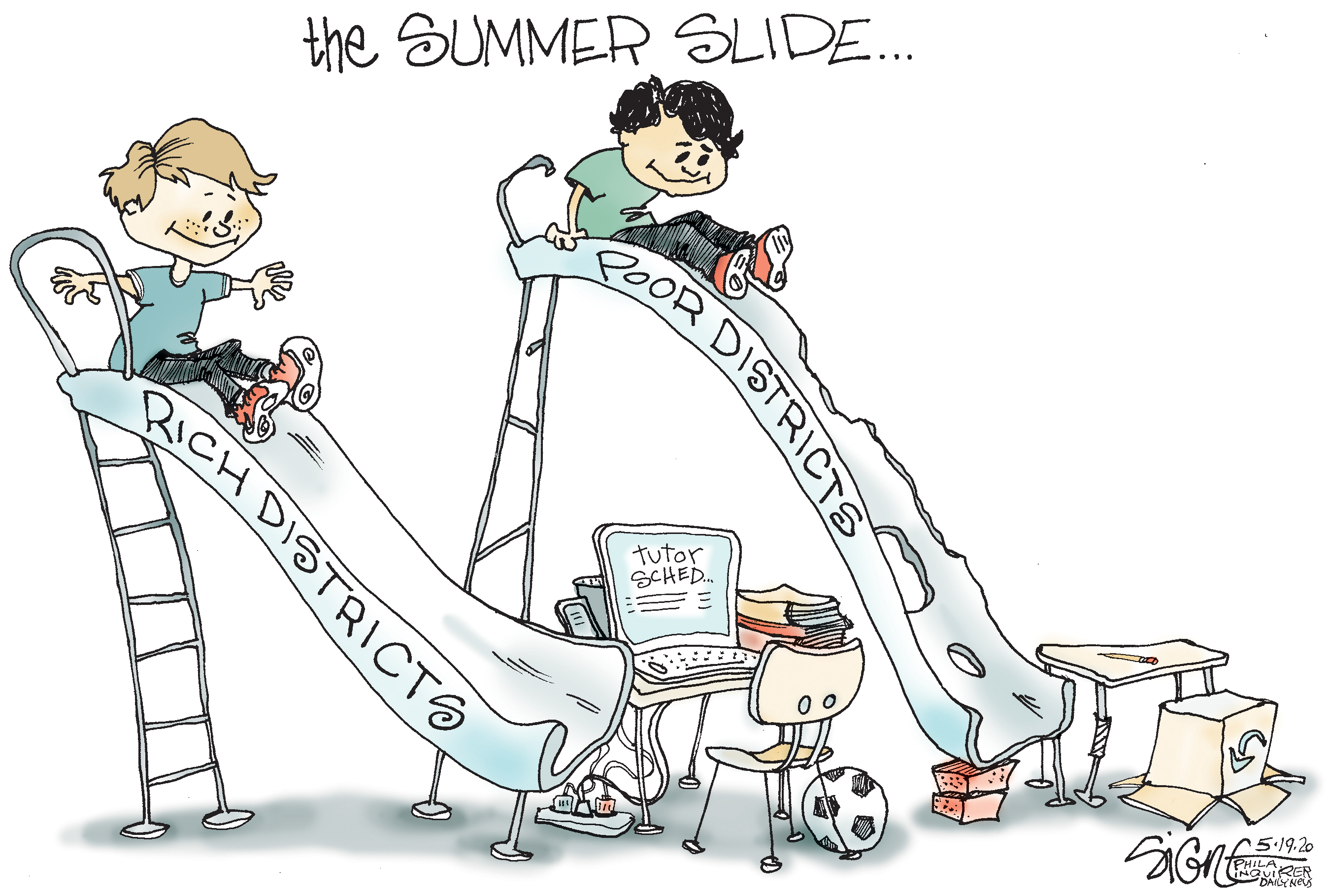 Political Cartoon: 2020's summer slide for school kids