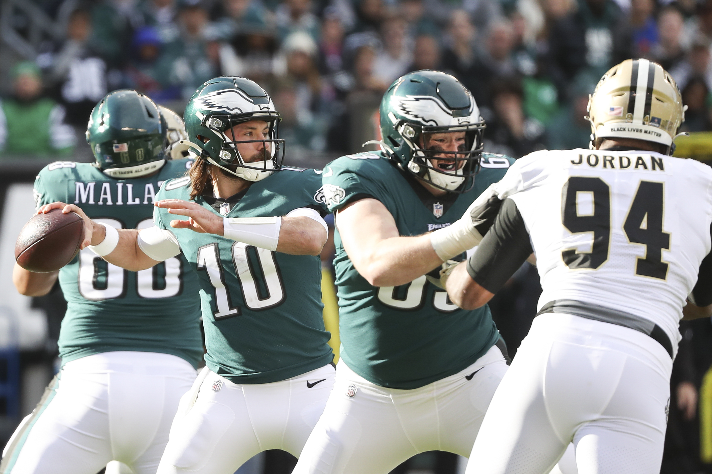 The Eagles' offensive line had a pancake party against the Vikings