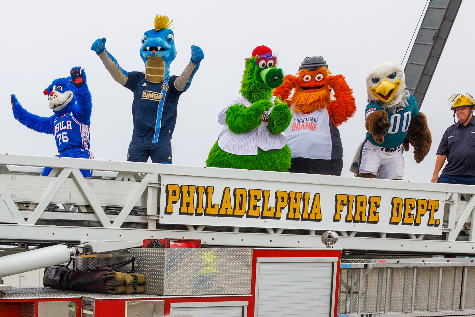 Philly's mascots helped reopen I-95. Yes, our city is a real place