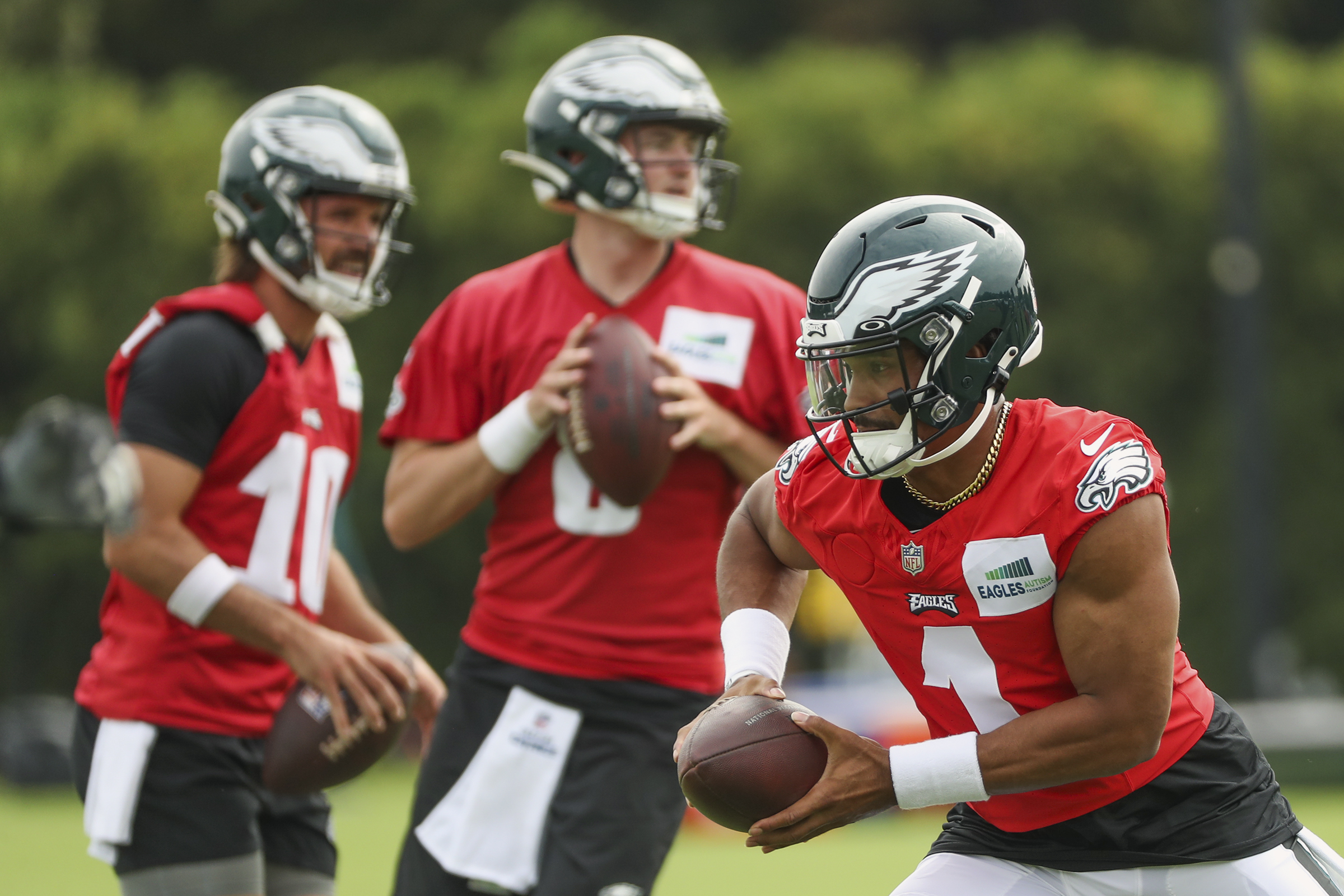 Eagles Nation on X: Jalen Hurts through training camp thus far: • 30/44 •  6 pass TD's • 1 rush TD • 1 INT #Eagles (Per @EliotShorrParks)   / X