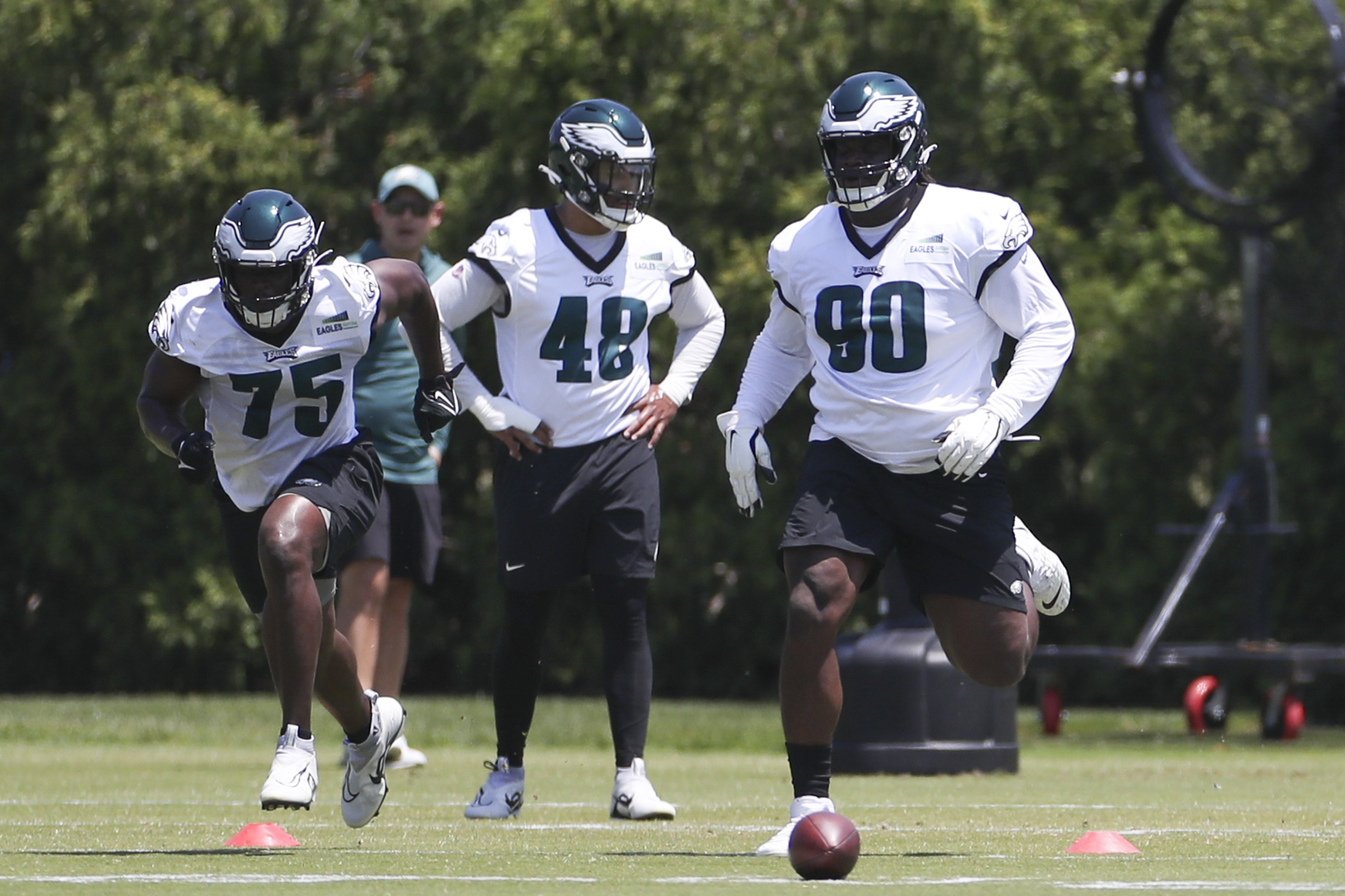 Philadelphia Eagles linebacker Patrick Johnson (48) runs during an NFL  football game against the Washington Commanders, Sunday, Sept. 25, 2022 in  Landover, Md. (AP Photo/Daniel Kucin Jr Stock Photo - Alamy