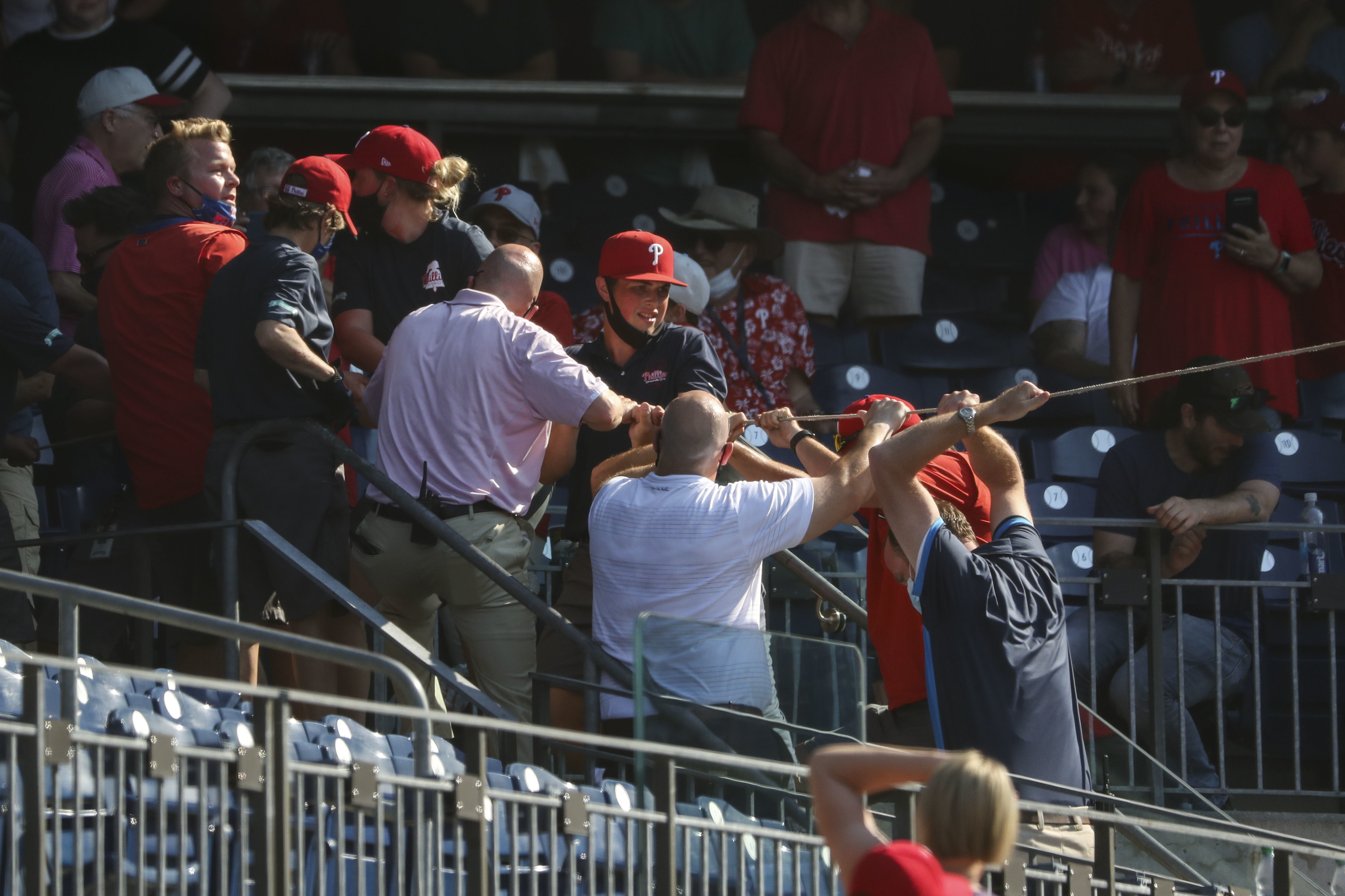 Netting falls during Nationals-Phillies game at Citizens Bank Park