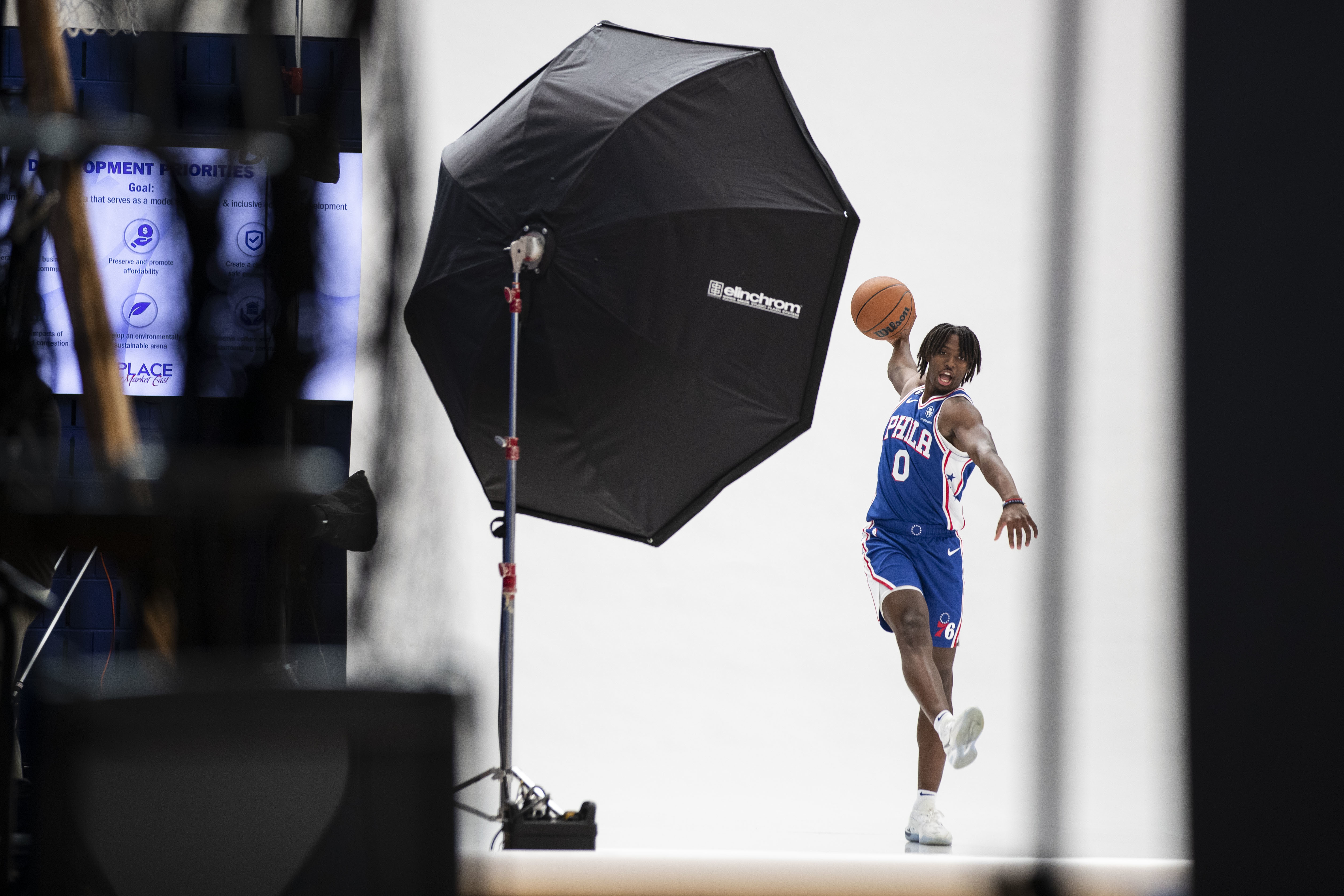 Tyrese Maxey came to Media Day with energy levels at 100 😂😭 #nba #nb