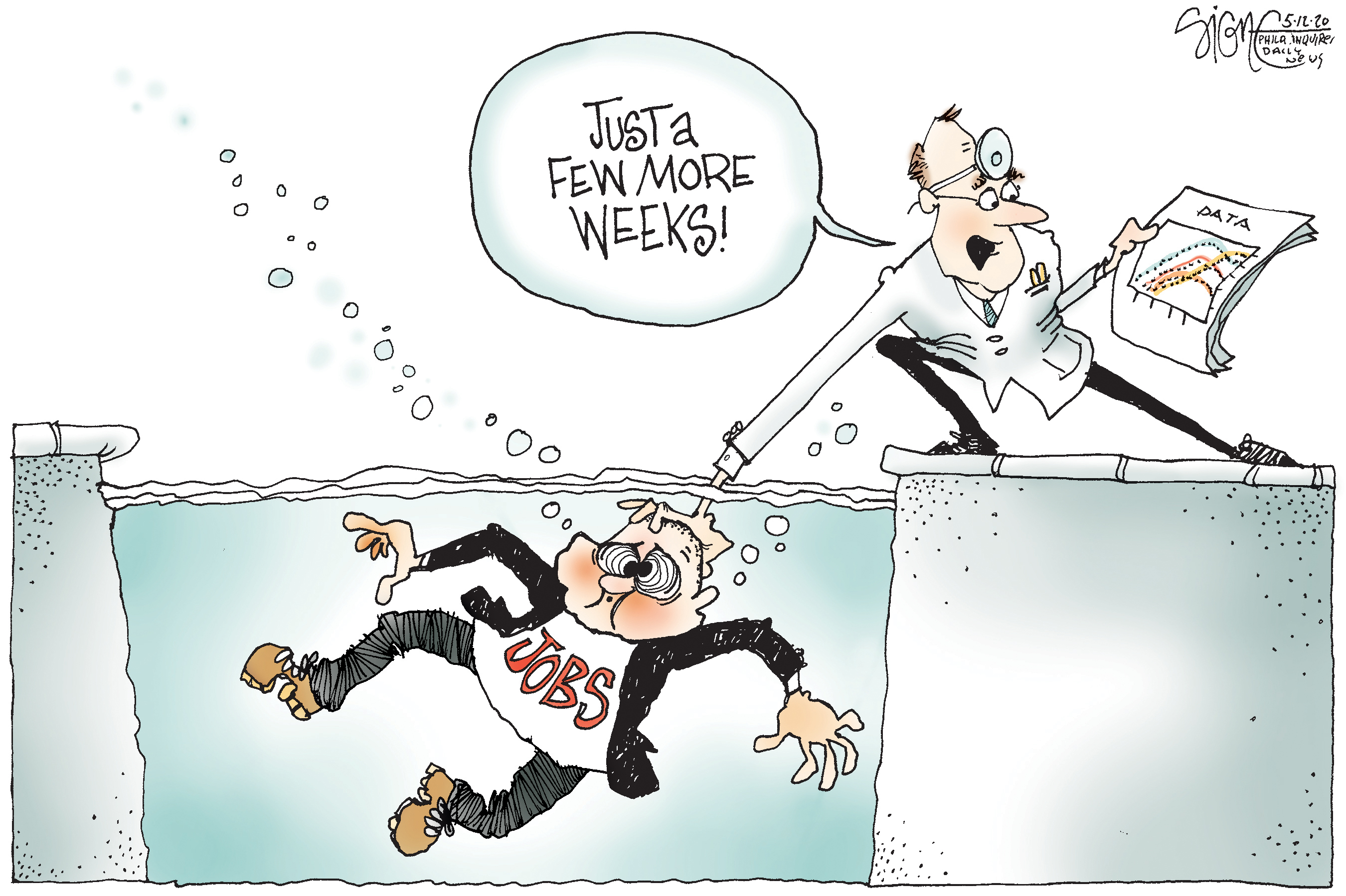 Political Cartoon: Underwater in the job pool