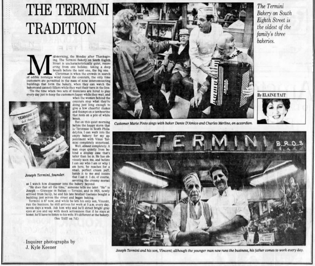 Vincent Termini Sr., 86, patriarch of Termini Bros. Bakery, has died