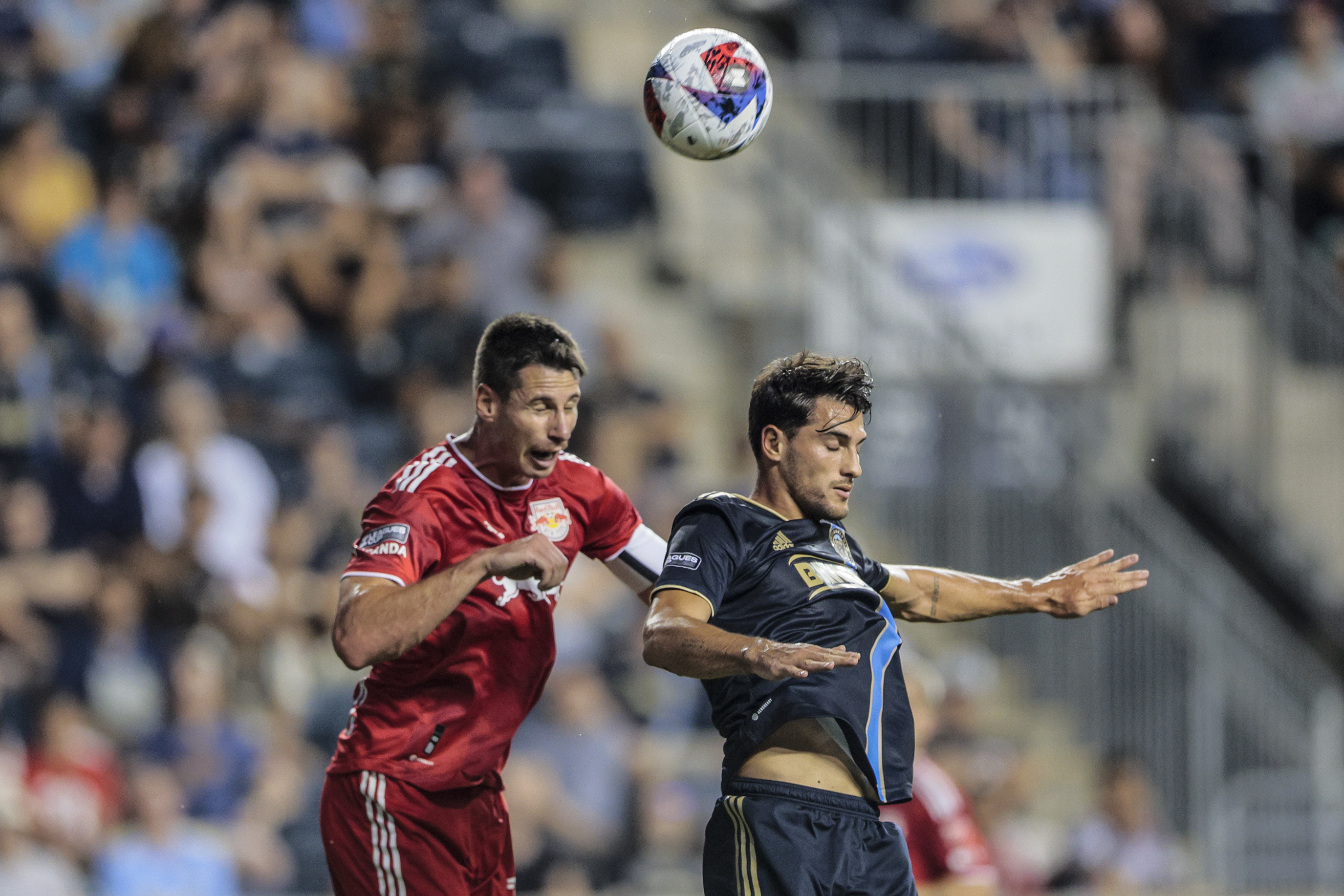 Harrison, New Jersey, USA. 6th May, 2023. Philadelphia Union goalkeeper  ANDRE BLAKE (18) and New York Red Bulls defender DYLAN NEALIS (12) in  action at Red Bull Arena in Harrison New Jersey