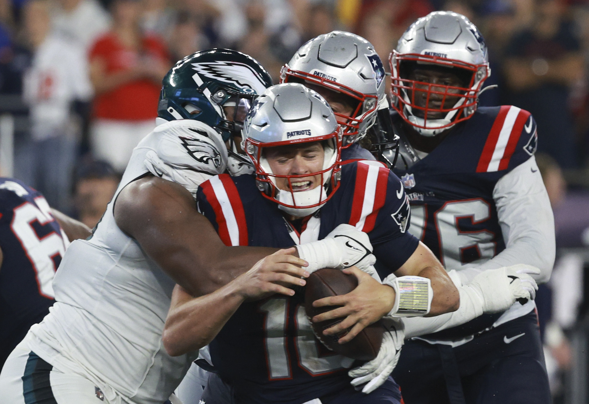 Philadelphia Eagles running back Kenneth Gainwell (14) walks off the field  after an NFL football game against the New York Giants, Sunday, Nov. 28,  2021, in East Rutherford, N.J. (AP Photo/Adam Hunger