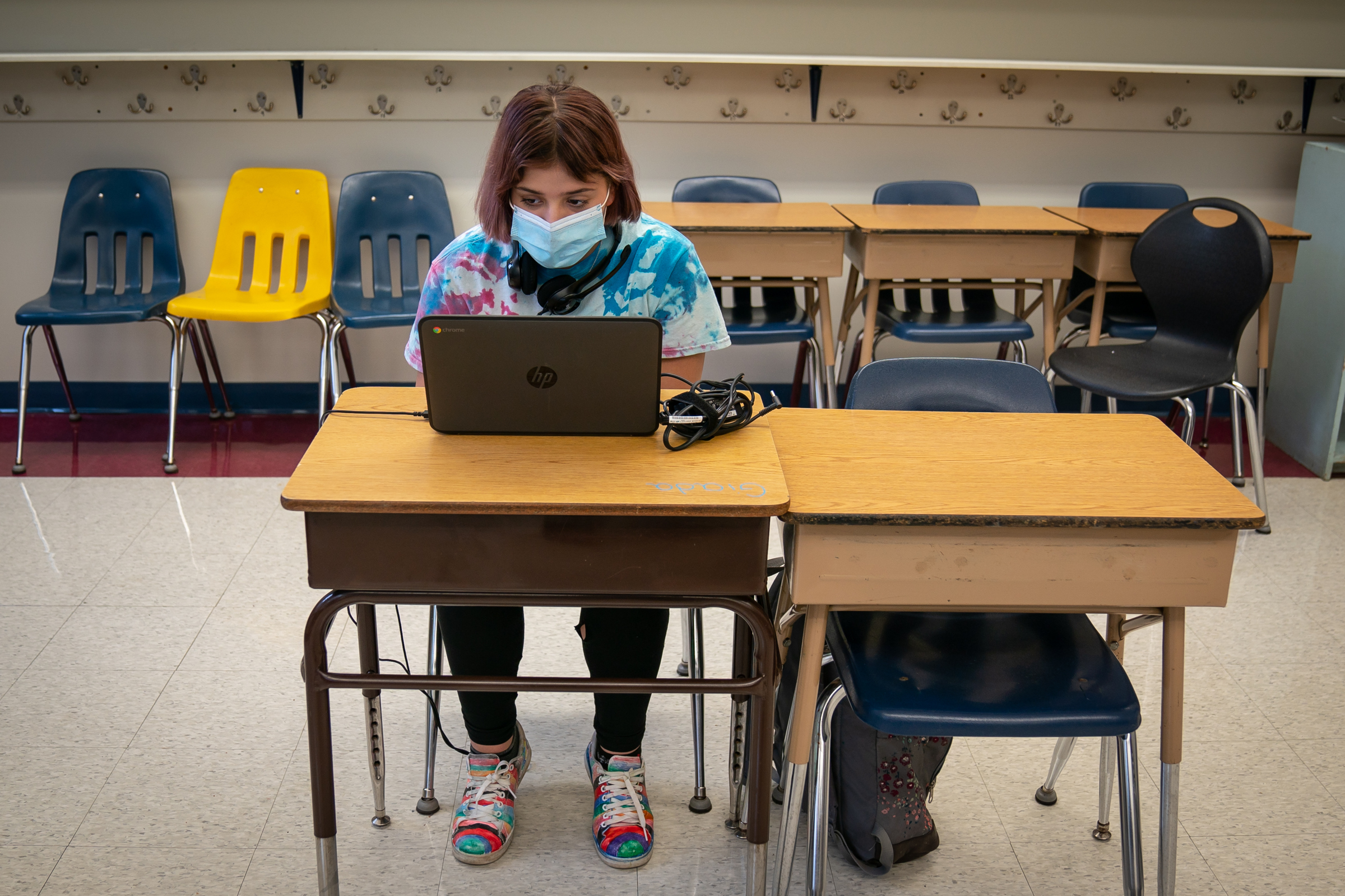 Student Giada Wise-Macchioni, during class at Pottstown Middle School.
