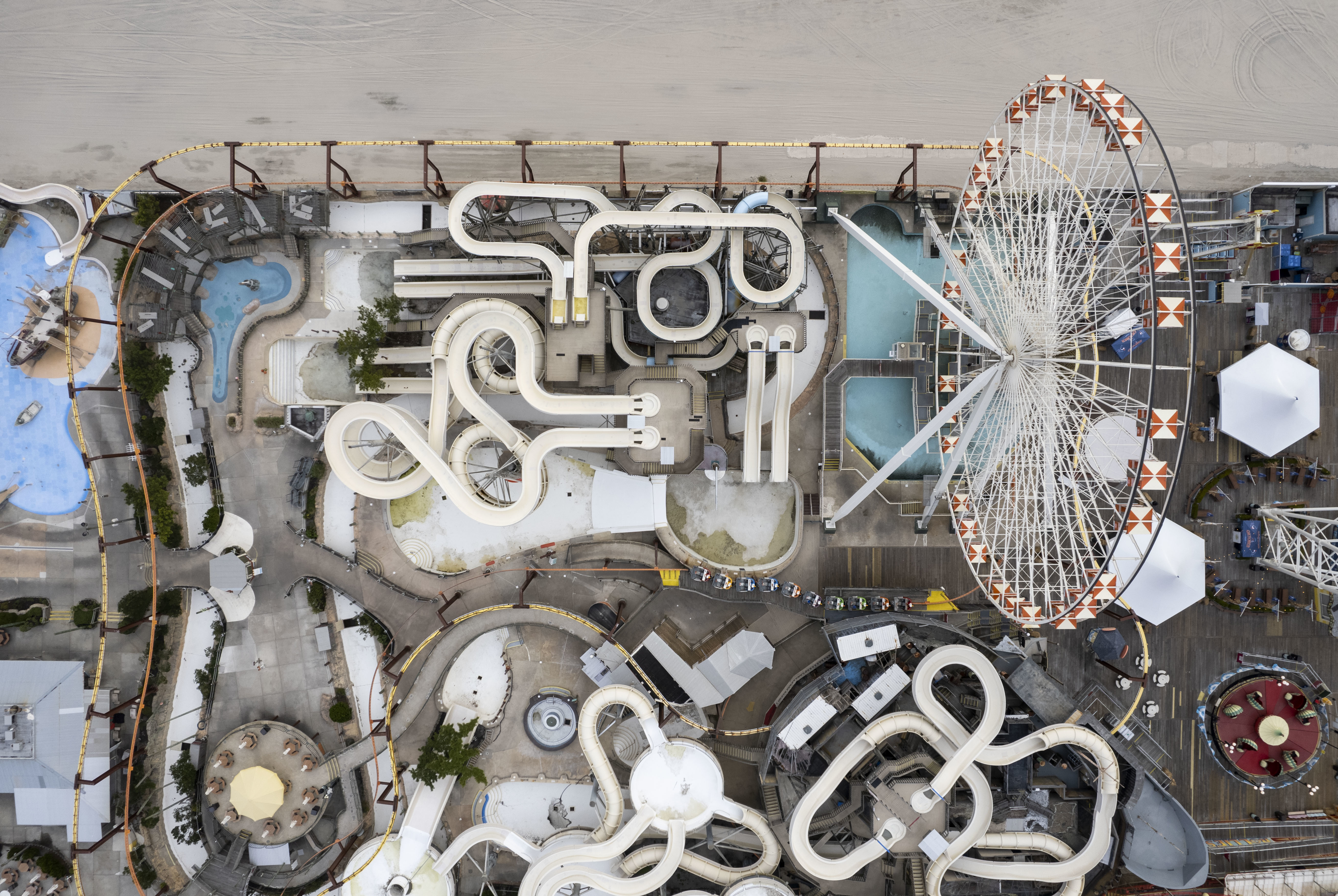 See a bird's-eye view of a Wildwood water park at season's end