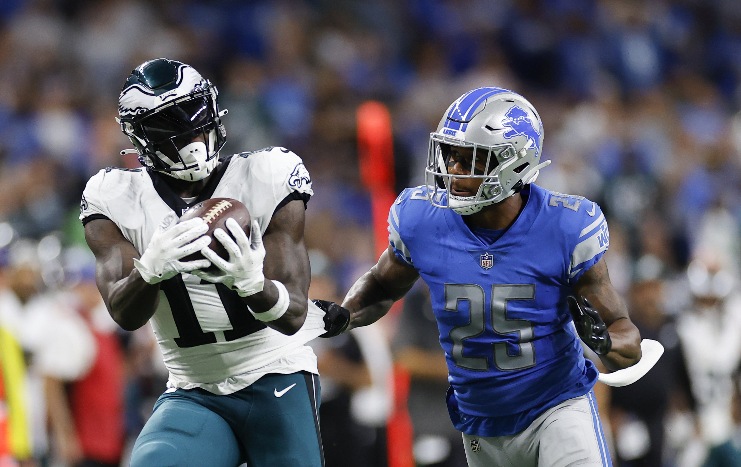 Eagles' James Bradberry returns an INT for a touchdown vs. Lions