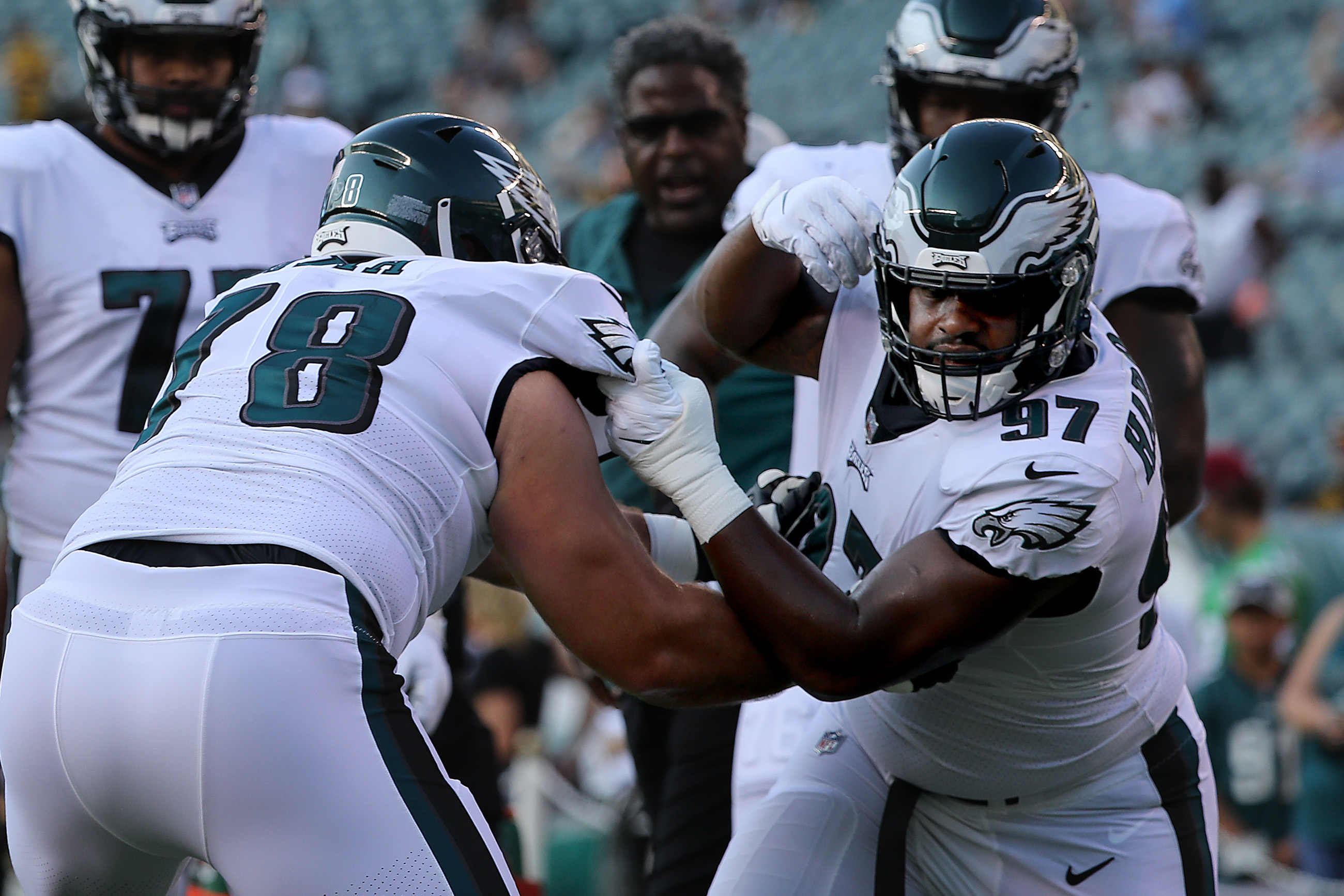 Philadelphia, PA, USA. 3rd Aug, 2021. Philadelphia Eagles Rookie Tight end  JACK STOLL (47) participates in training camp drills on Tuesday, Aug 03,  2021, at the NovaCare Complex in Philadelphia, PA. (Credit