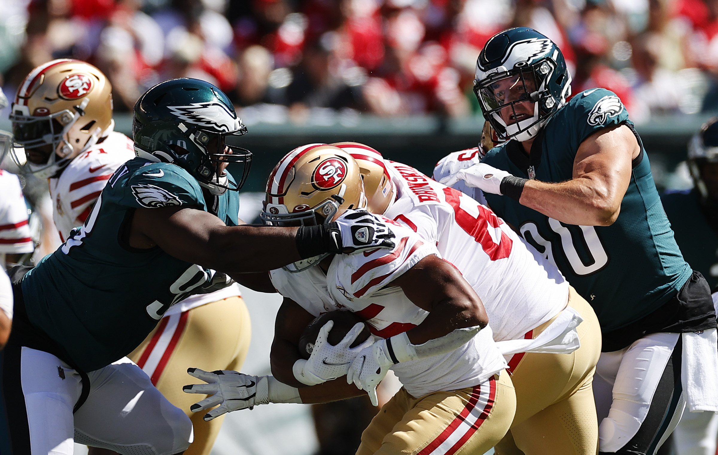 Philadelphia Eagles defensive end Ryan Kerrigan (90) in action during an  NFL football game against the Tampa Bay Buccaneers, Thursday, Oct. 14,  2021, in Philadelphia. (AP Photo/Rich Schultz Stock Photo - Alamy