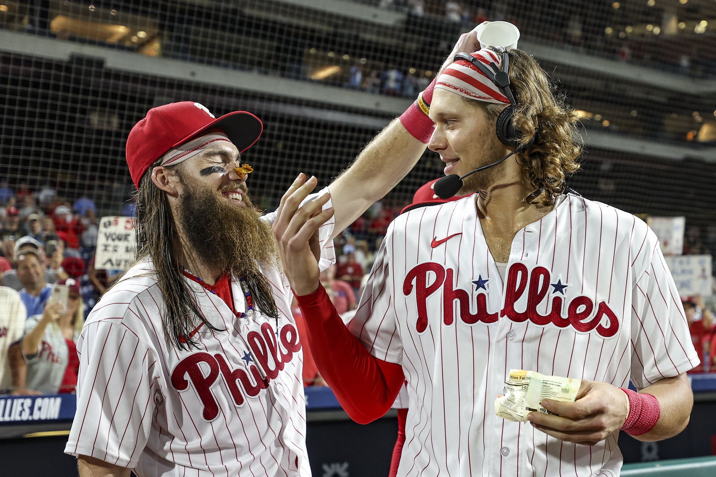 Alec Bohm of the Philadelphia Phillies celebrates with Brandon Marsh  News Photo - Getty Images