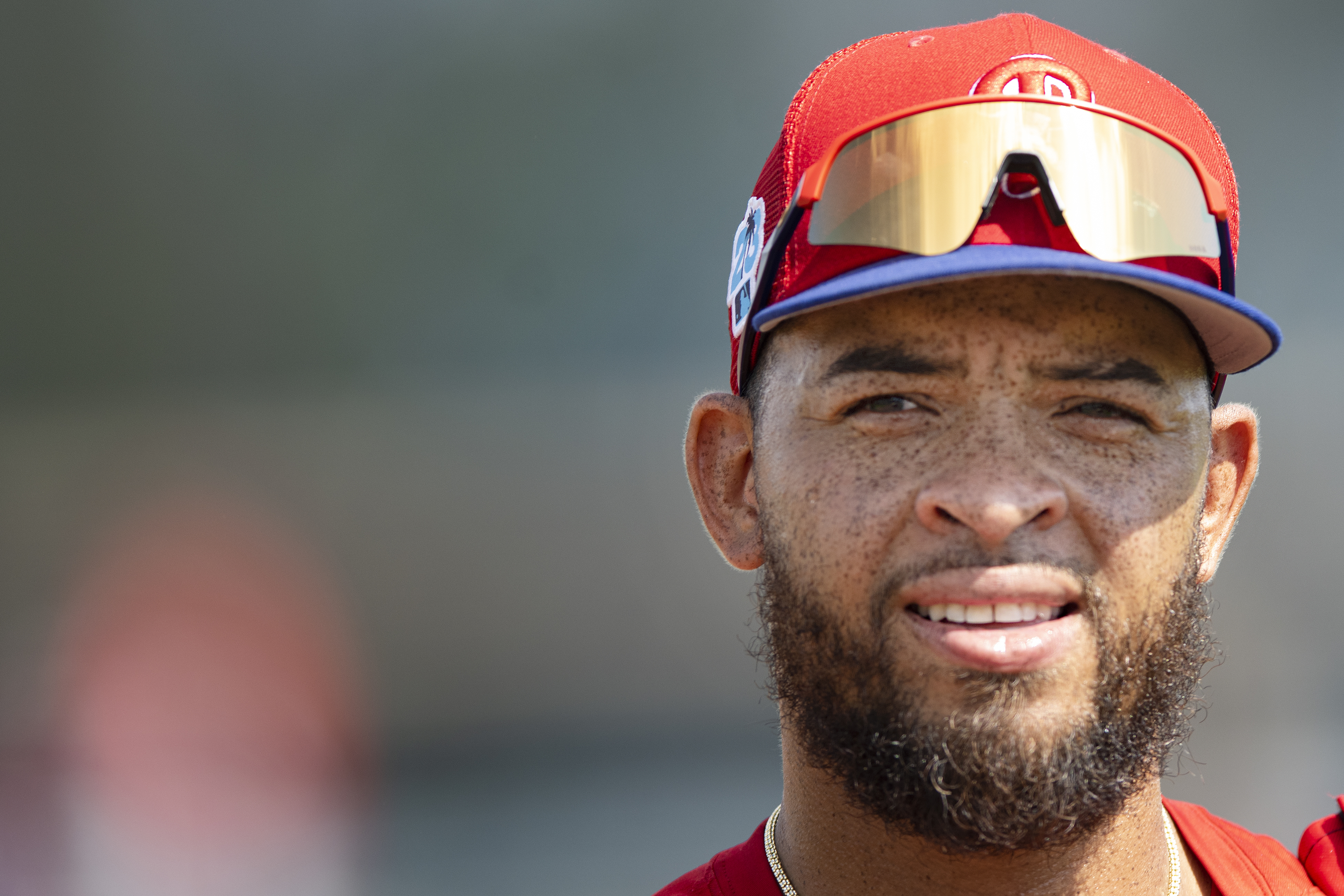 March 22, 2023; St. Petersburg, FL USA; Philadelphia Phillies shortstop Edmundo  Sosa (33) fouls off a pitch in the first inning during an MLB spring t  Stock Photo - Alamy