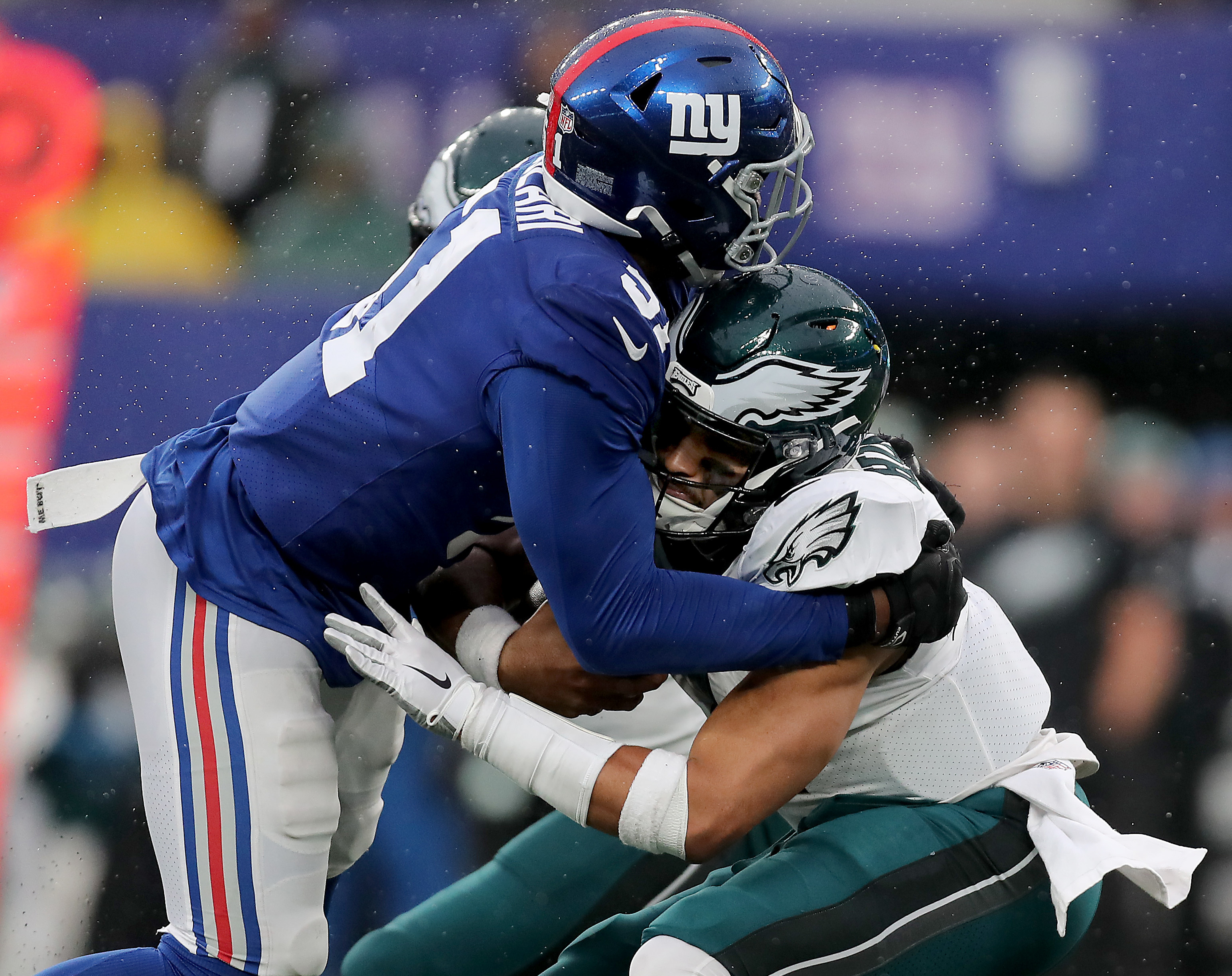 Eagles' Miles Sanders eclipsed 1,000 yards in a rout of the Giants. Bigger  (contract) numbers could be in his future.