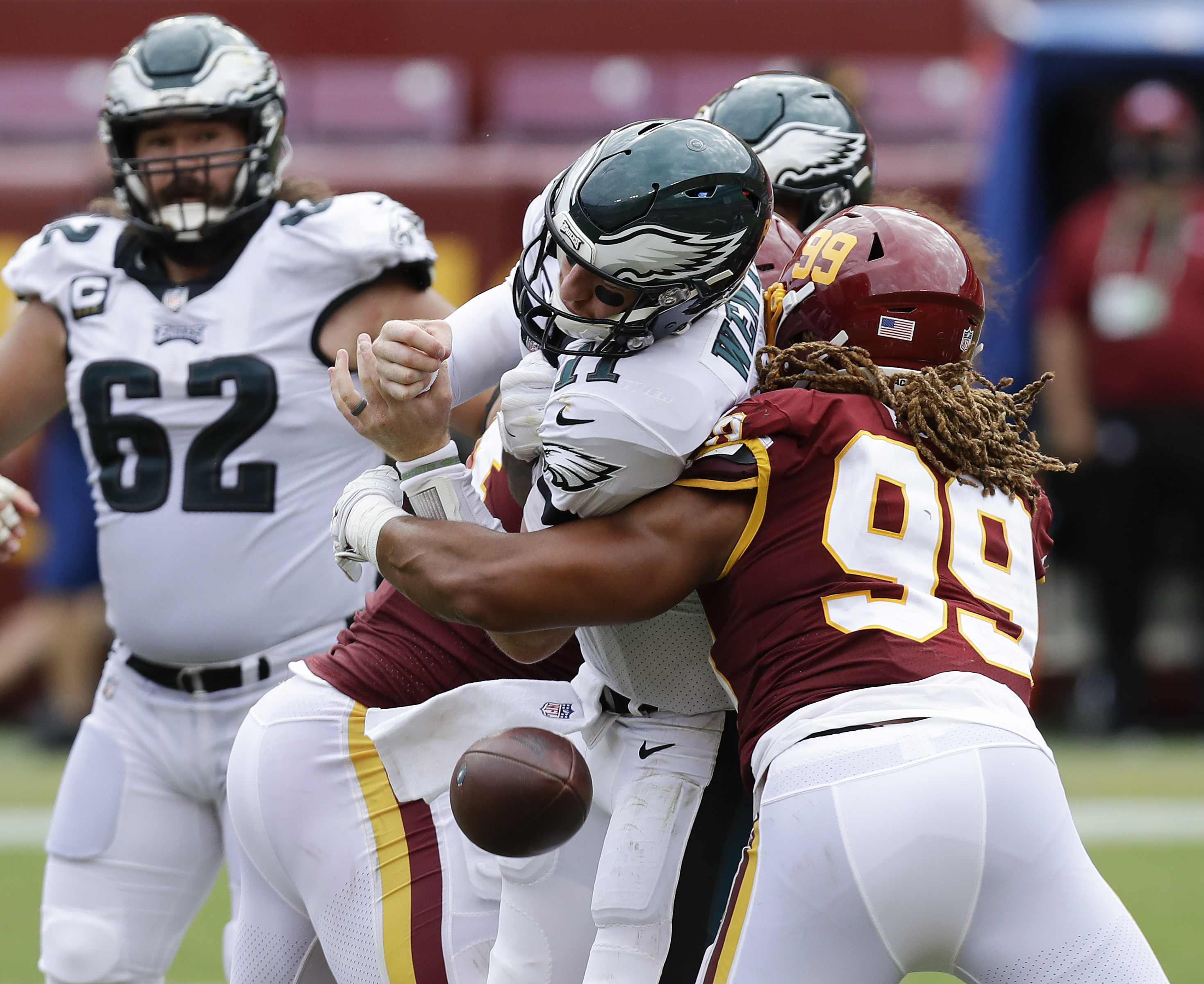 Eagles offensive line has 'no excuses' for poor showing in loss at  Washington 