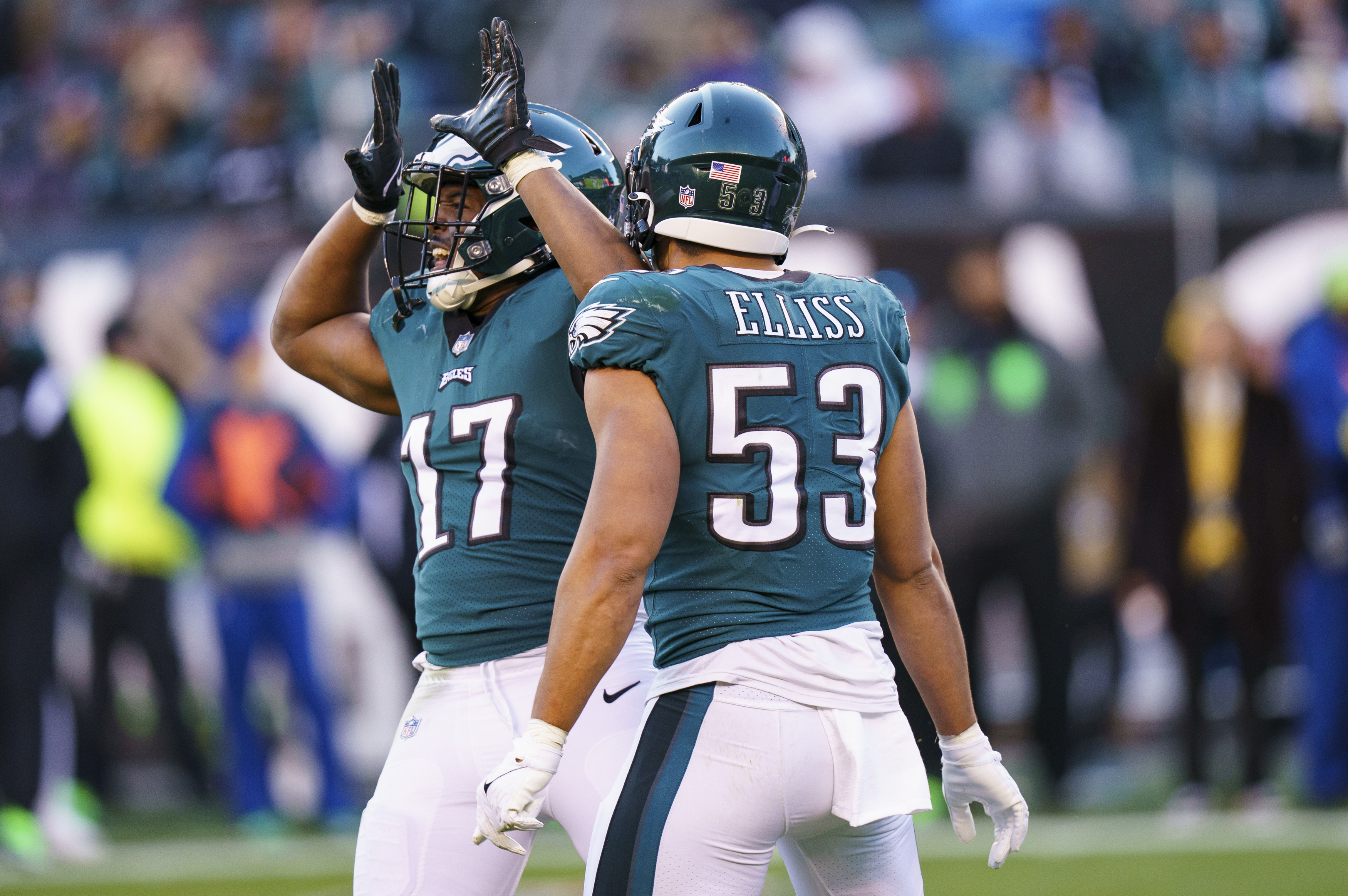 Philadelphia Eagles' Nakobe Dean in action after an NFL football