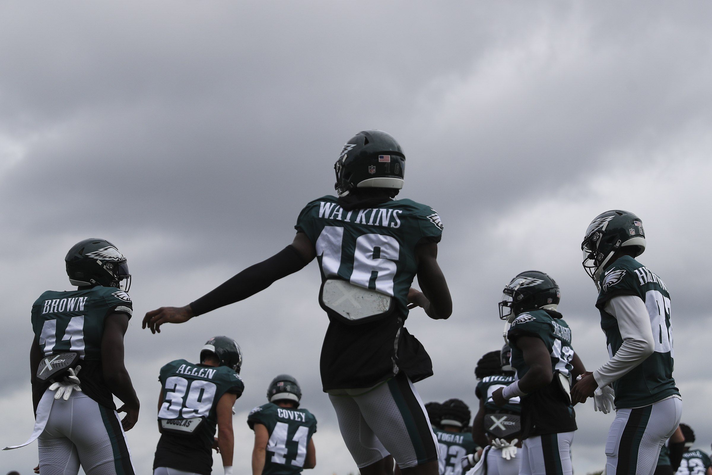 Eagles training camp: Offense improves as Jalen Hurts, Quez Watkins connect  downfield at the LINC - The Athletic