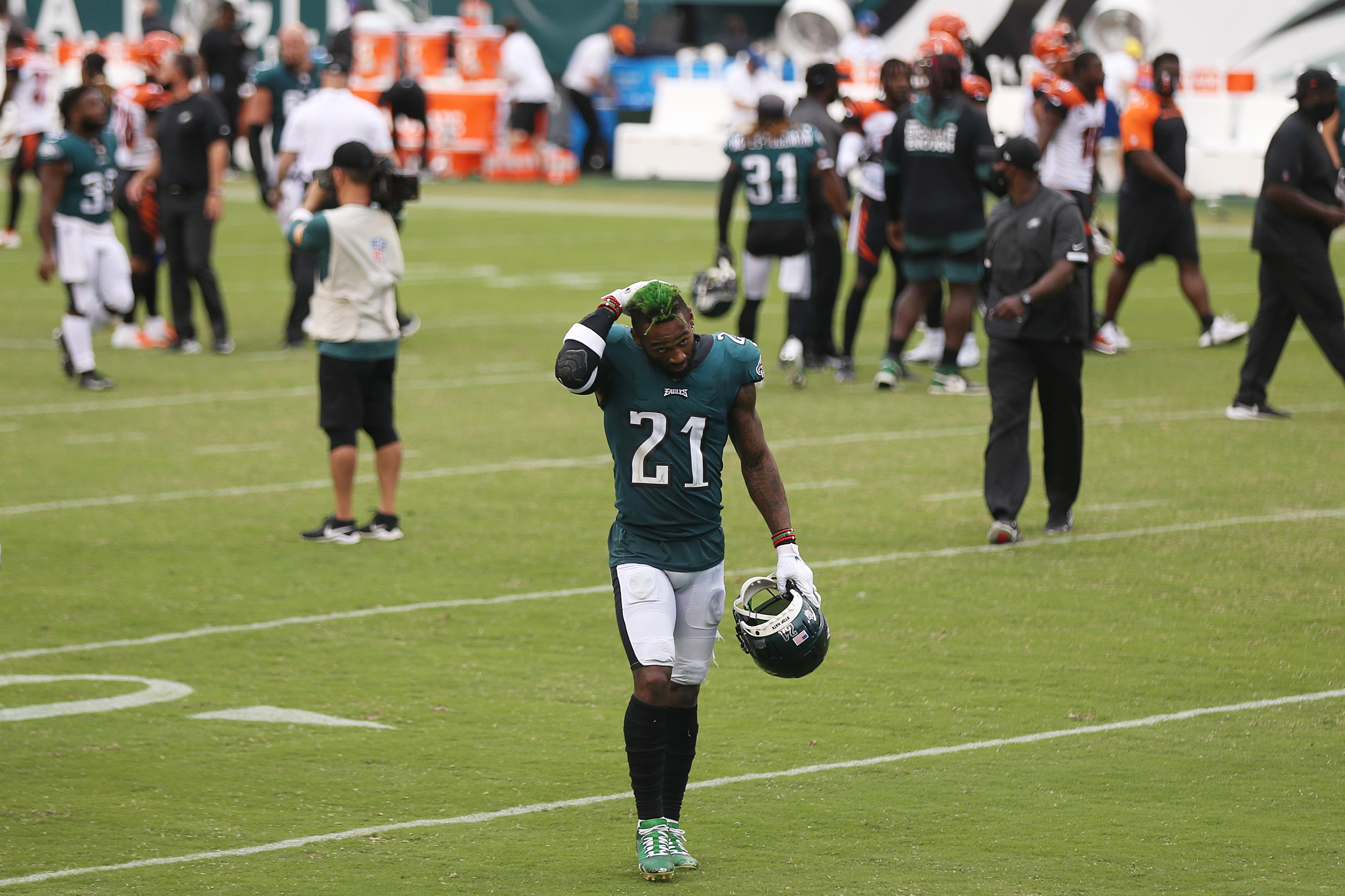 Vonn Bell of the Cincinnati Bengals walks across the field during