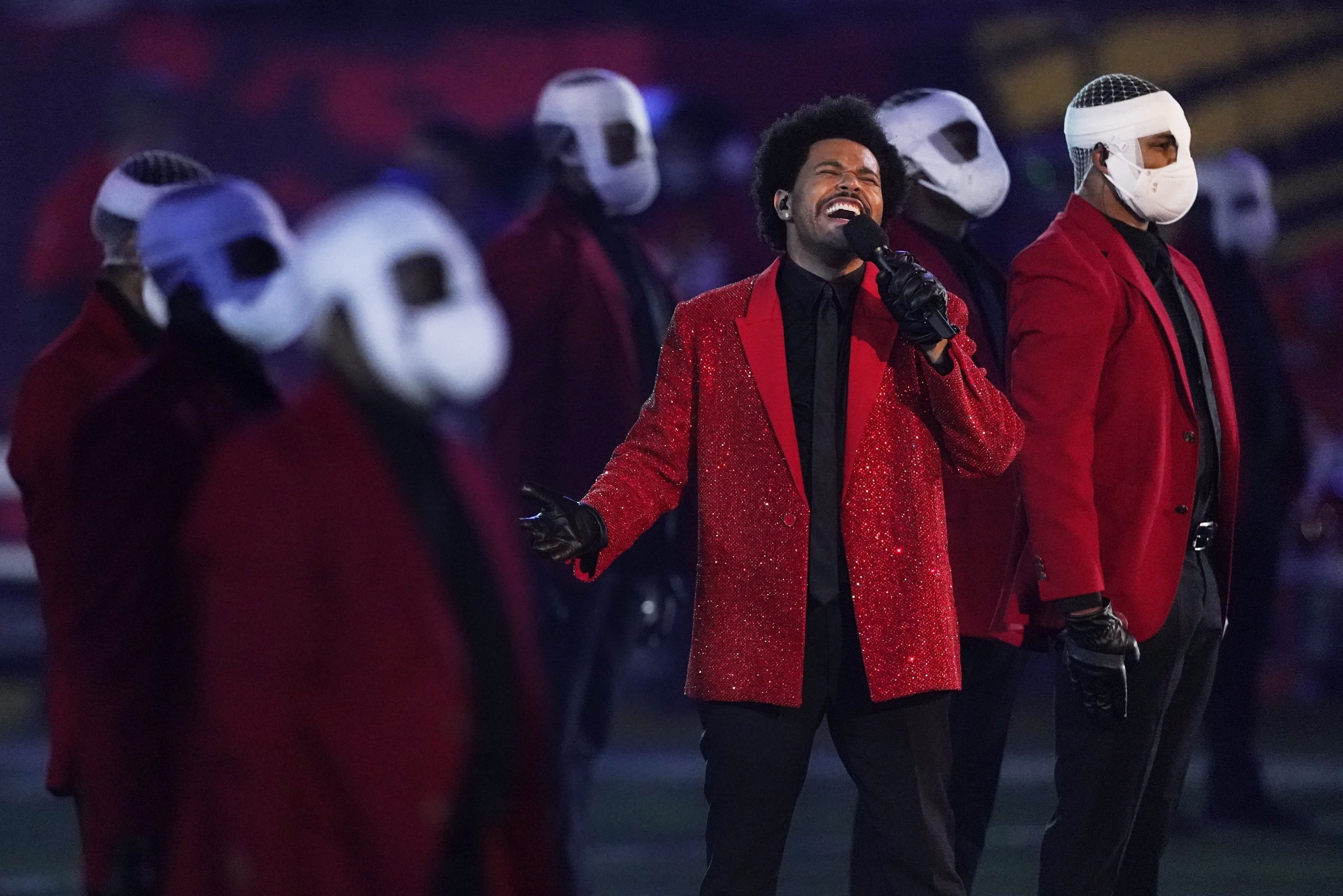 The Weeknd performs at a socially distant Super Bowl halftime show