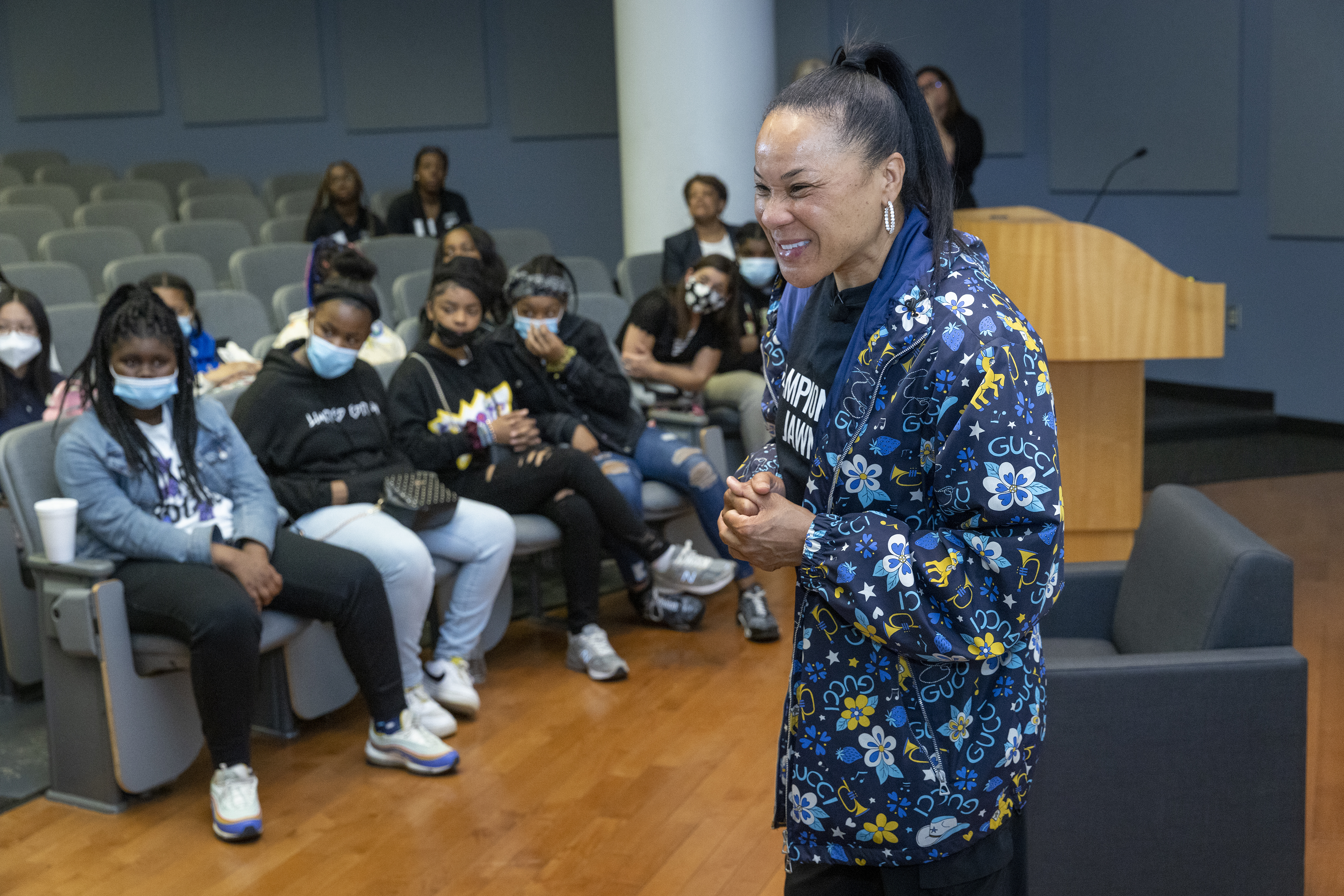 Dawn Staley shares her story at the Philadelphia Coaches Conference at  Temple