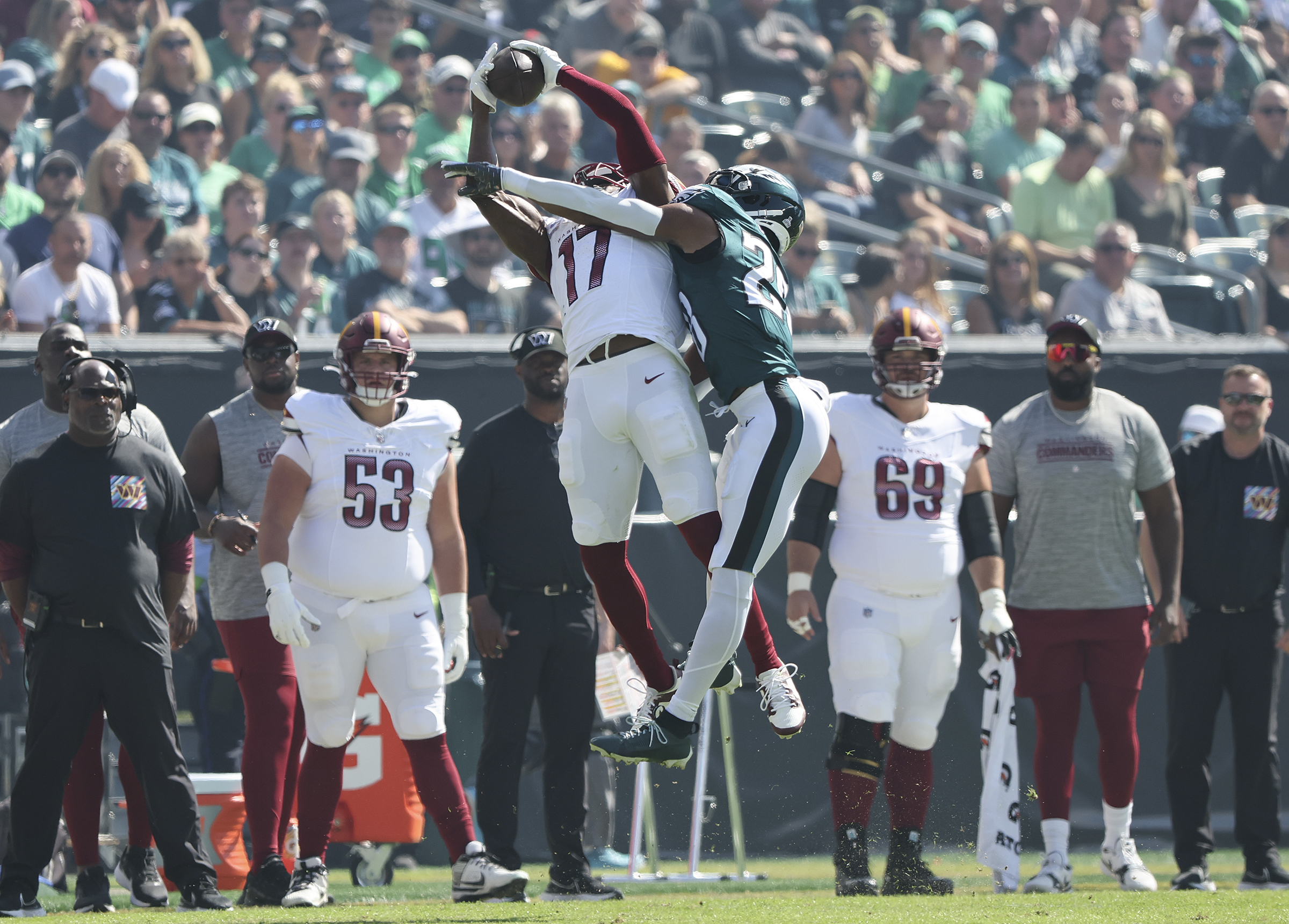 Fans celebrate after Eagles defeat Washington Commanders 34-31 in OT 