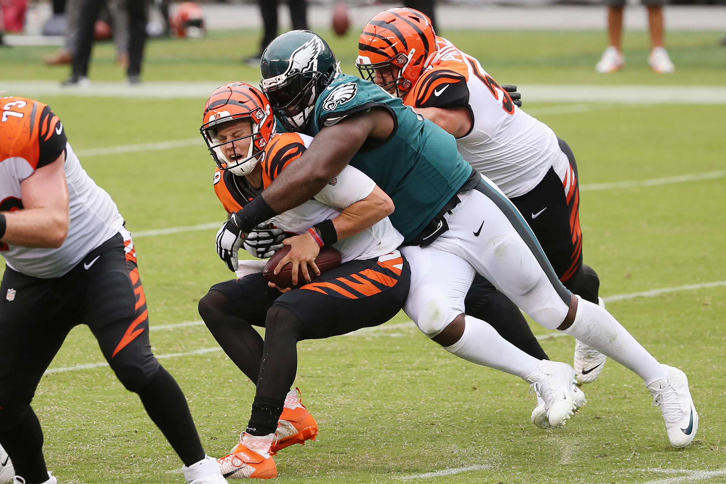 Cincinnati Bengals cornerback Darius Phillips (23) reacts during