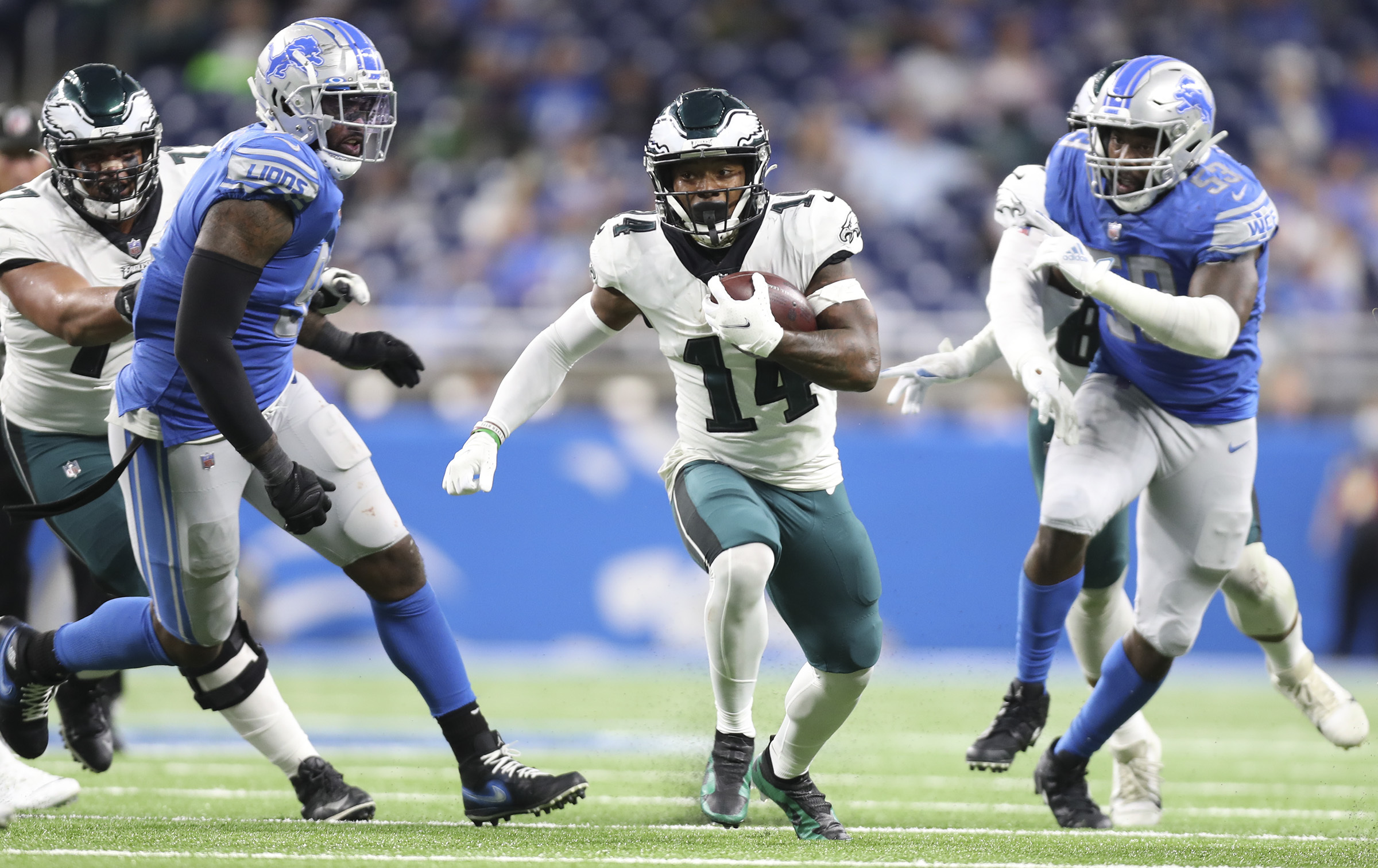 Philadelphia Eagles make a visit to Detroit to play the winless Lions