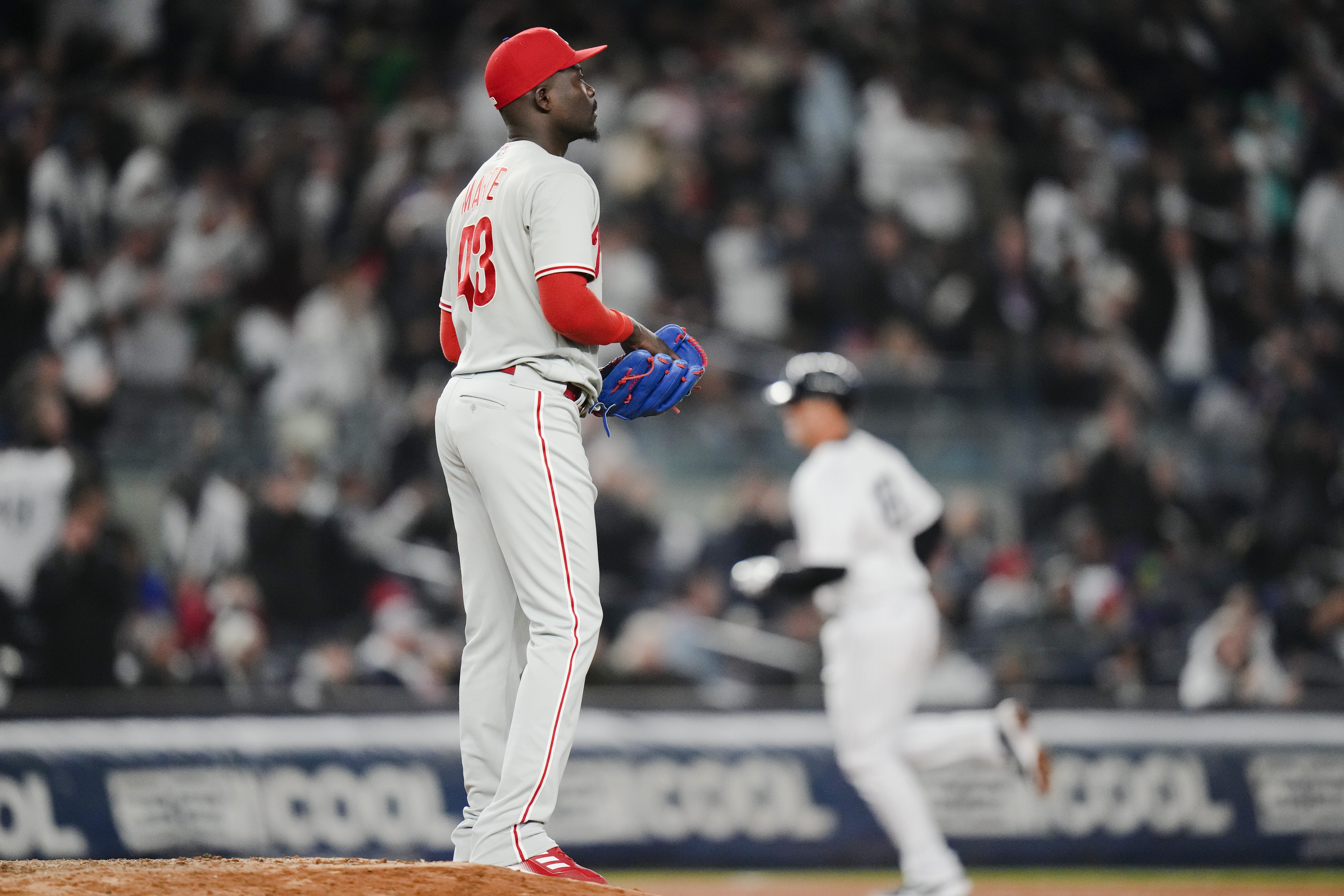 Philadelphia Phillies' Brandon Marsh takes off a batting glove after  striking out against the Arizona Diamondbacks during the third inning of a  baseball game Thursday, June 15, 2023, in Phoenix. (AP Photo/Ross