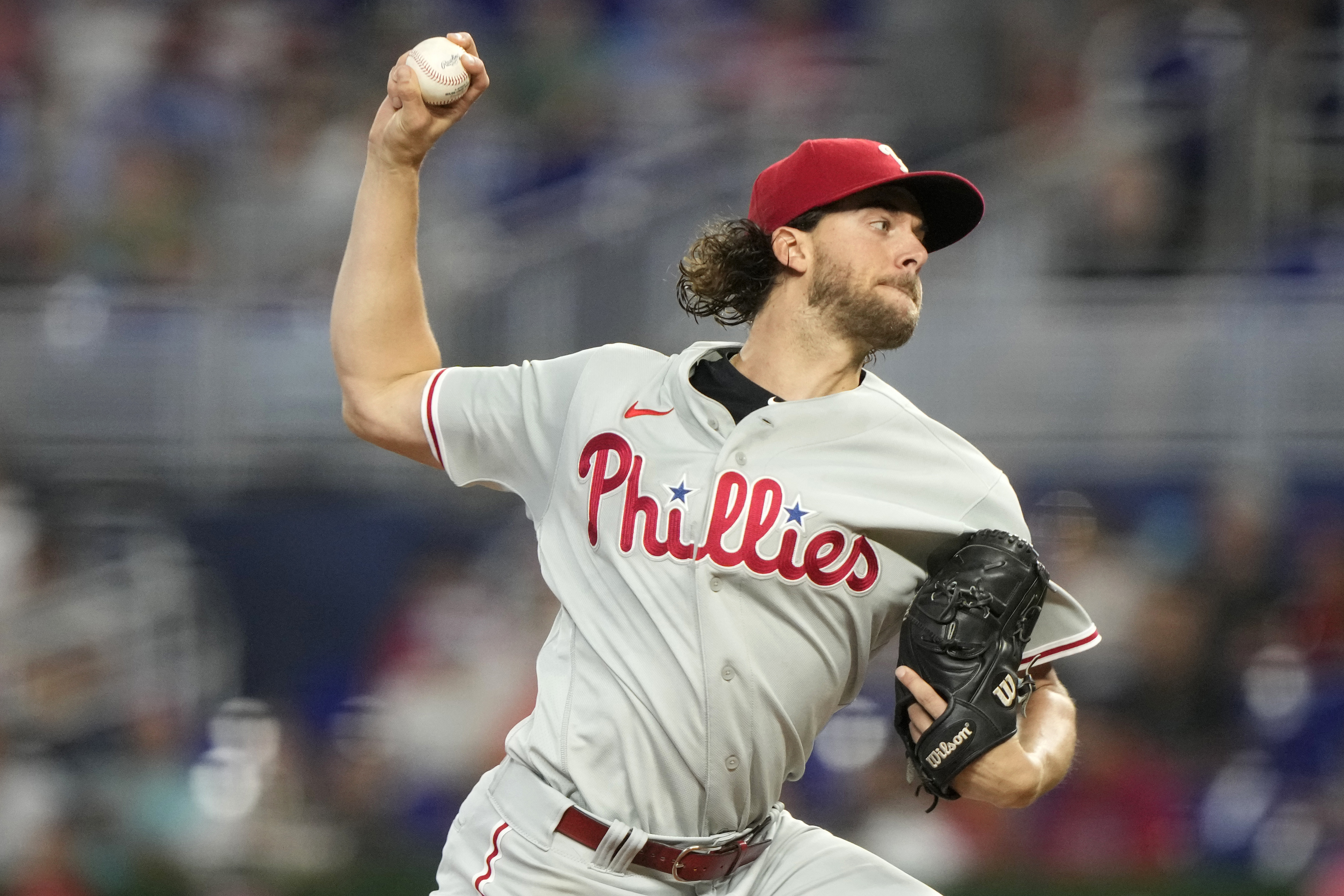 Aaron Nola of the Philadelphia Phillies in action against the