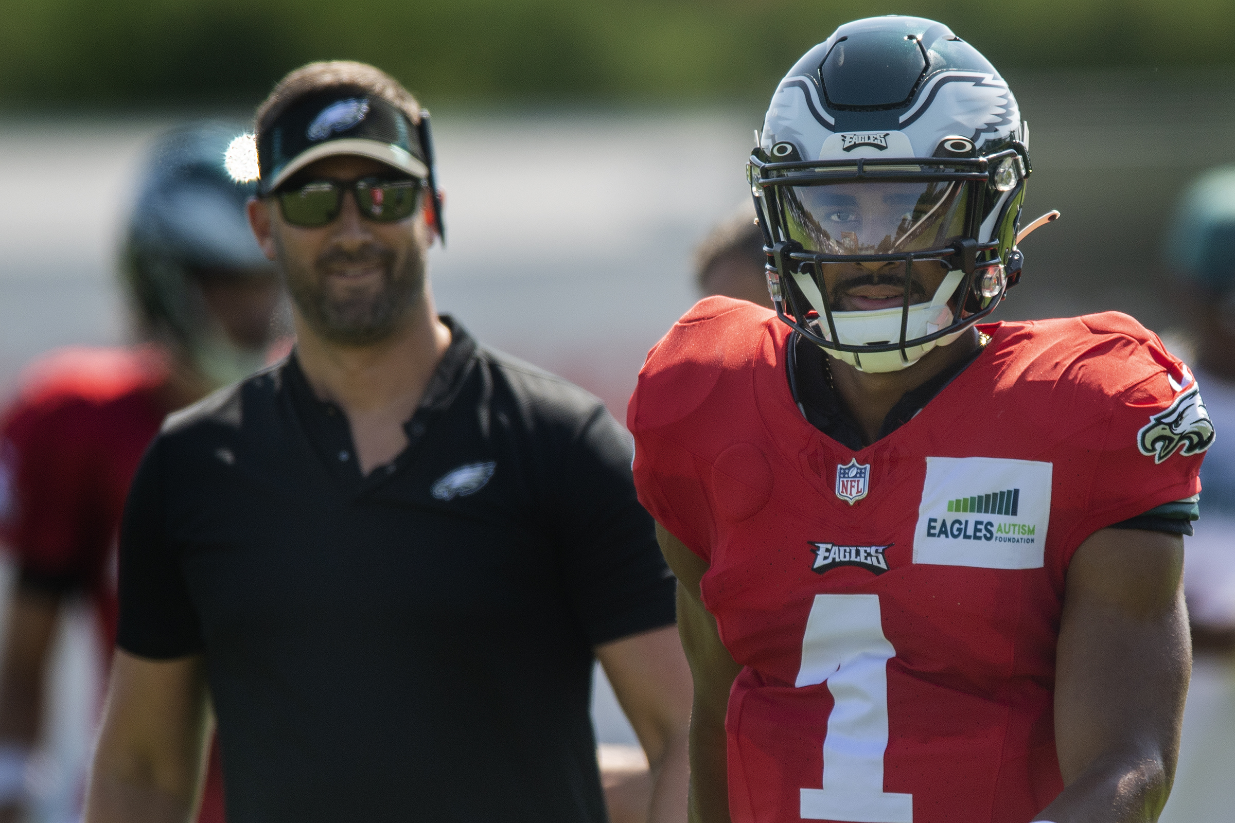 Eagles camp report: Temperatures rise while Jalen Hurts-A.J. Brown  connection heats up - The Athletic