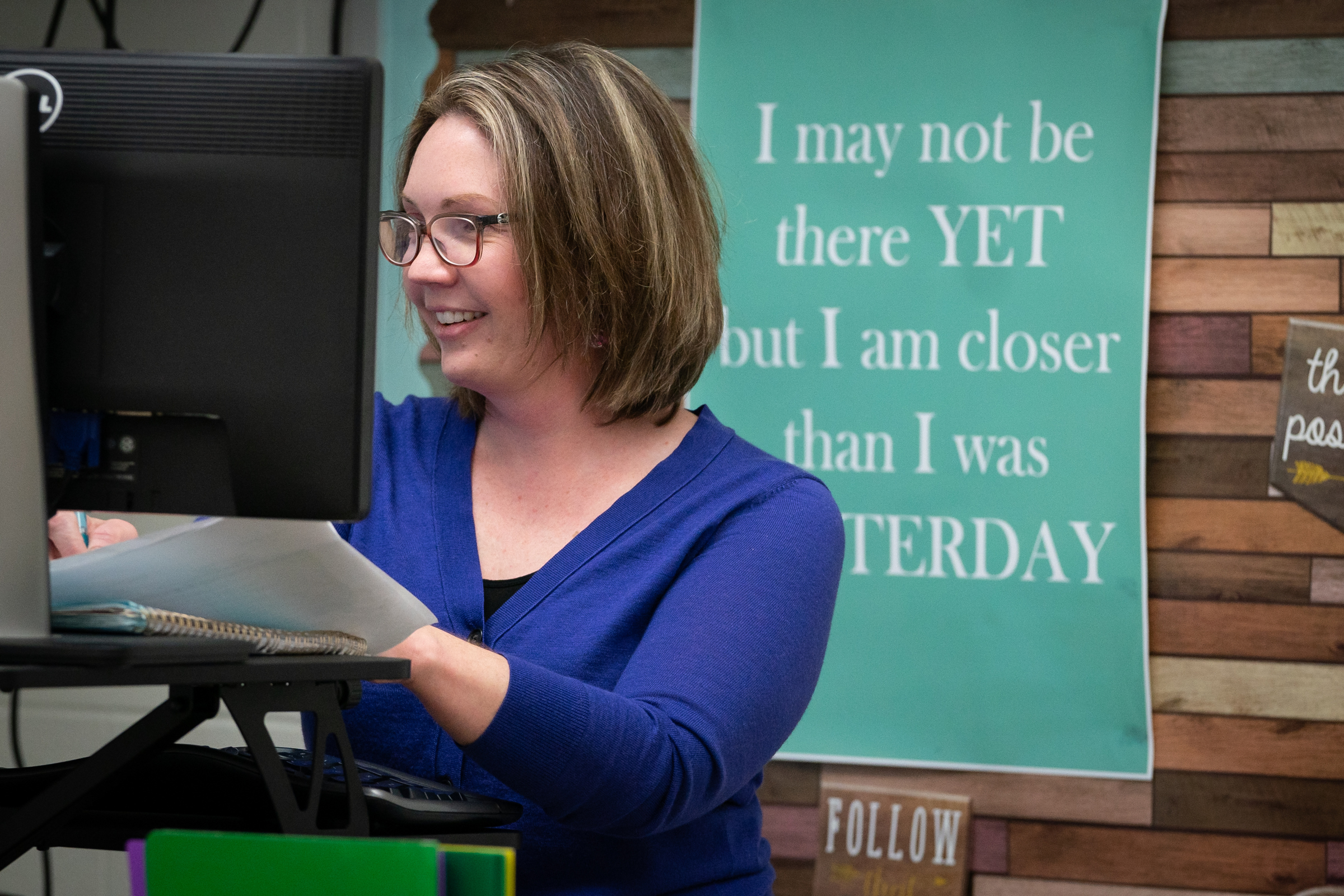 Mrs. Amanda Woods, teaches a 7th grade english language arts class virtually from her classroom at Pottstown Middle School.