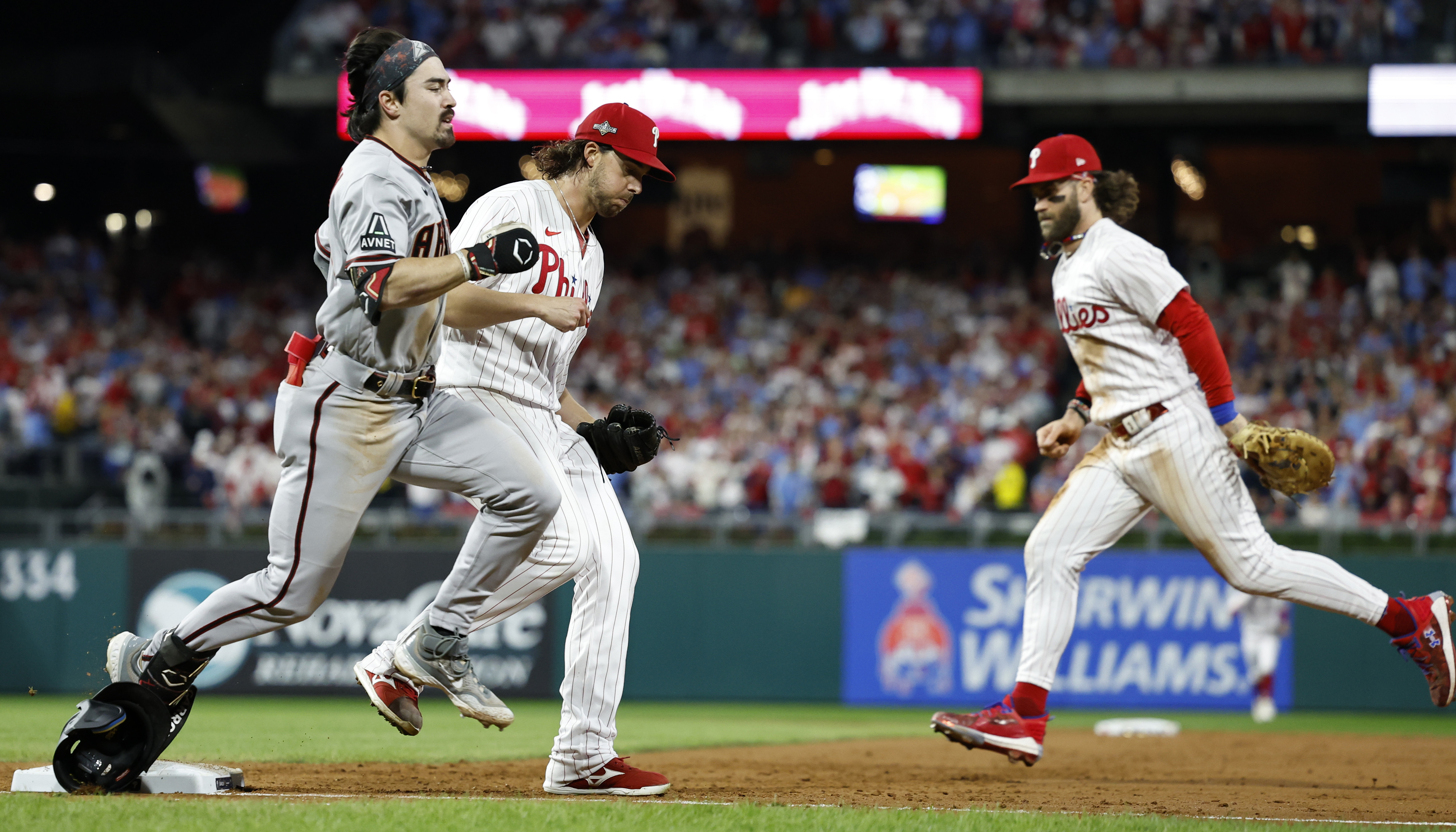 Aaron Nola, Phillies bats overpower D'backs to move within two wins of a  return to the World Series, National