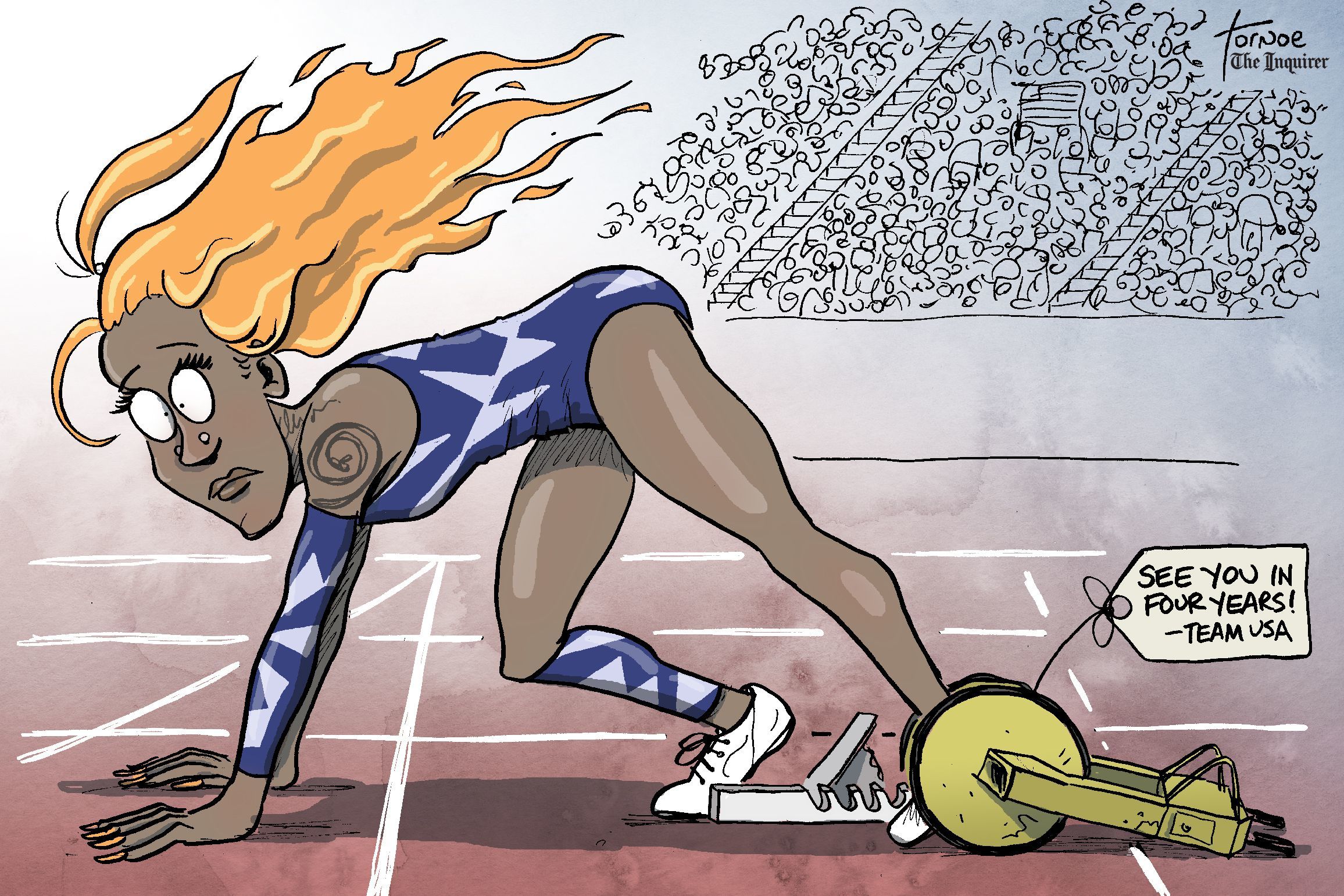 Team USA put a boot on Sha’Carri Richardson Cartoon.
