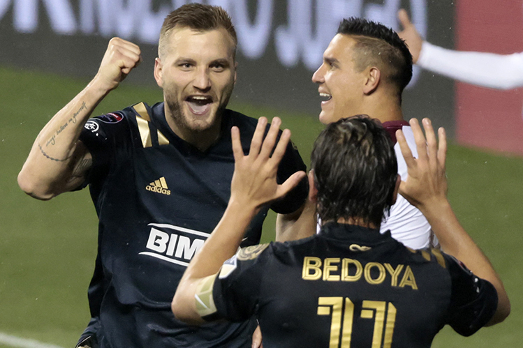 The Philadelphia Union professional football soccer team and players versus  Deportivo Saprissa during the CONCACAF Champions League Stock Photo - Alamy