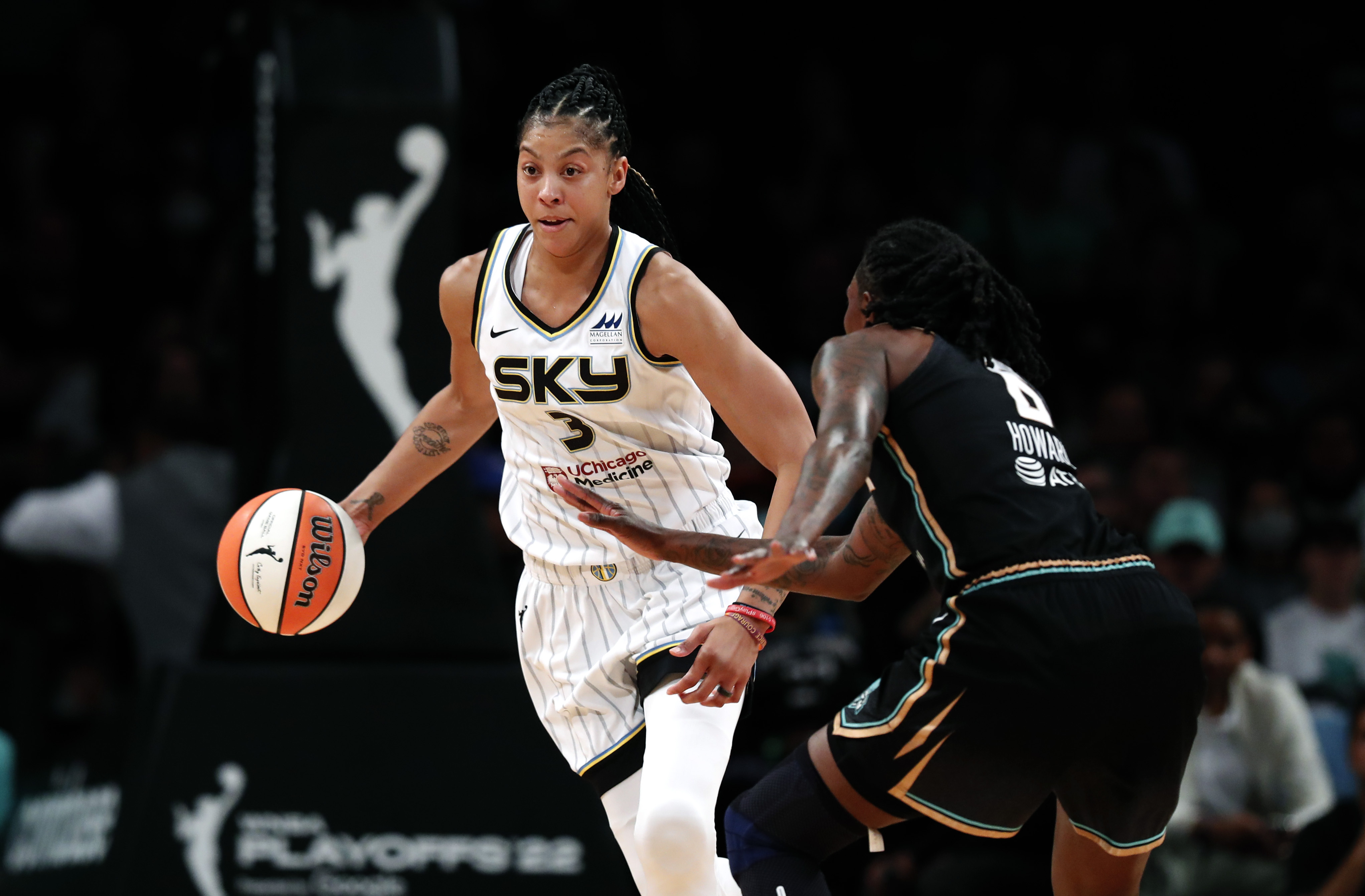 Candace Parker and Chicago Sky teammates Courtney Vandersloot and