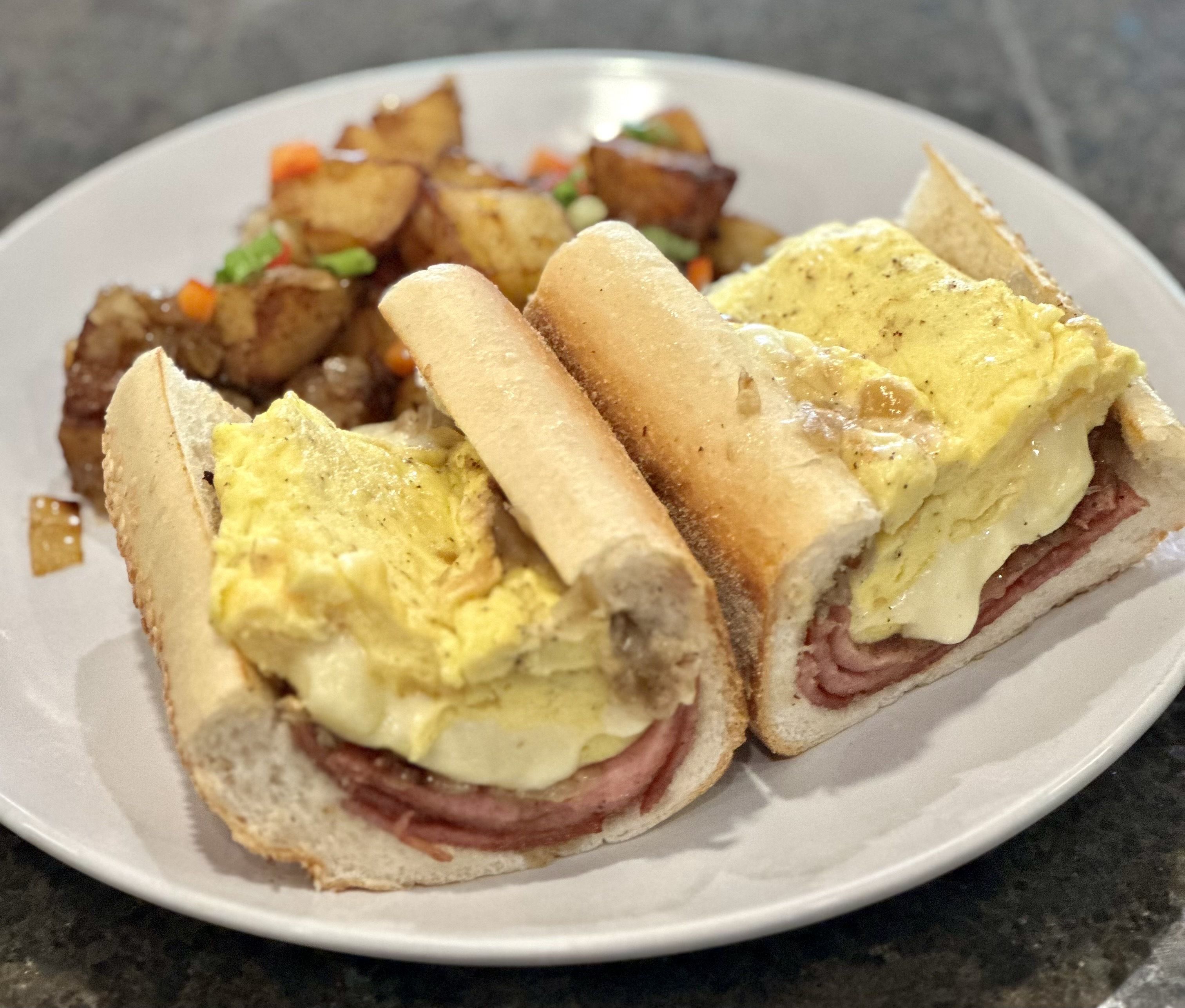 Spicy ham, duck egg and cheese breakfast sandwiches. : r/eggs