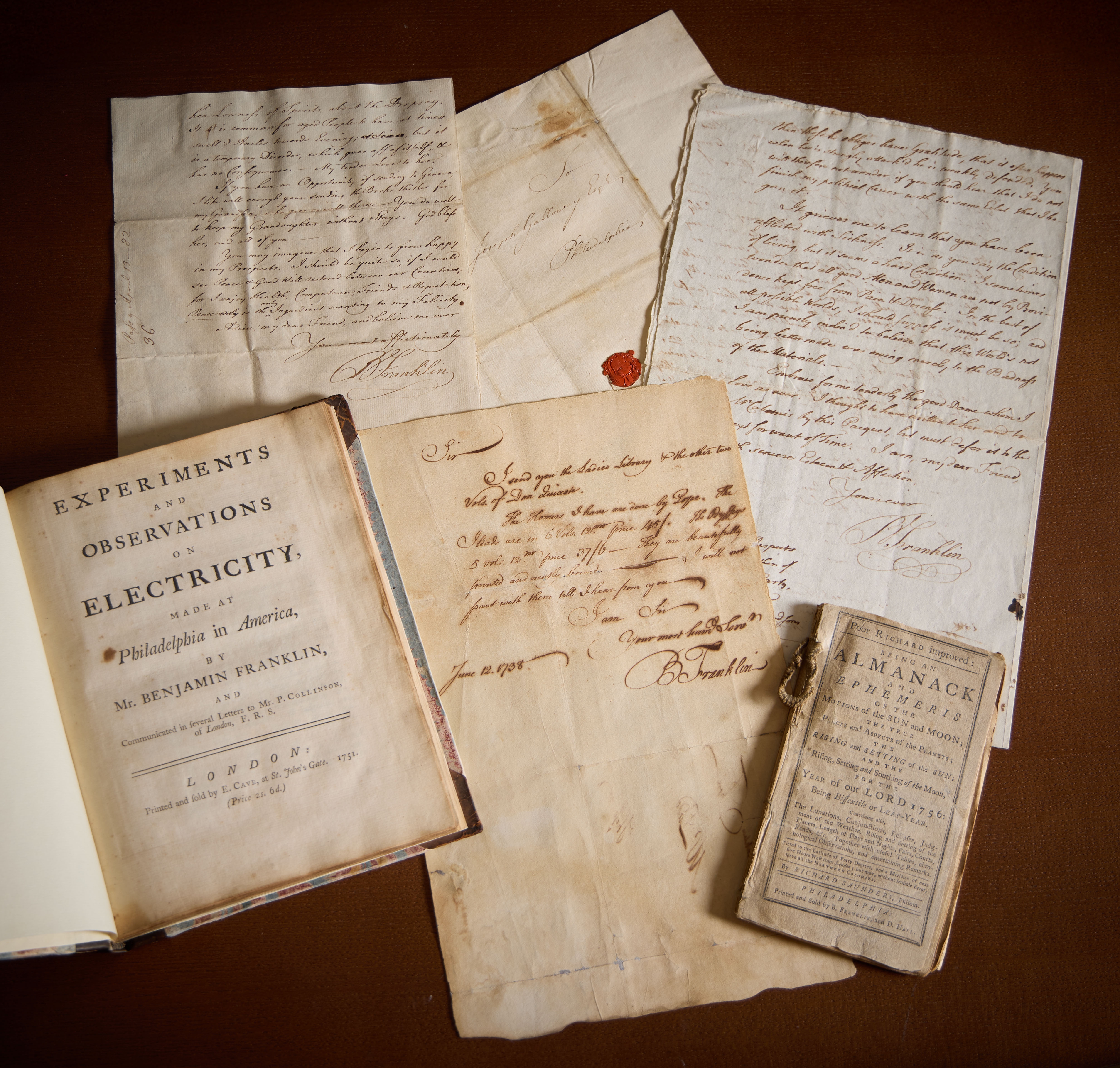 1853年 古書 FILLE DE L’ÉMIGRÉ Benjamin Franklin's oldest surviving letter, from former Flyers