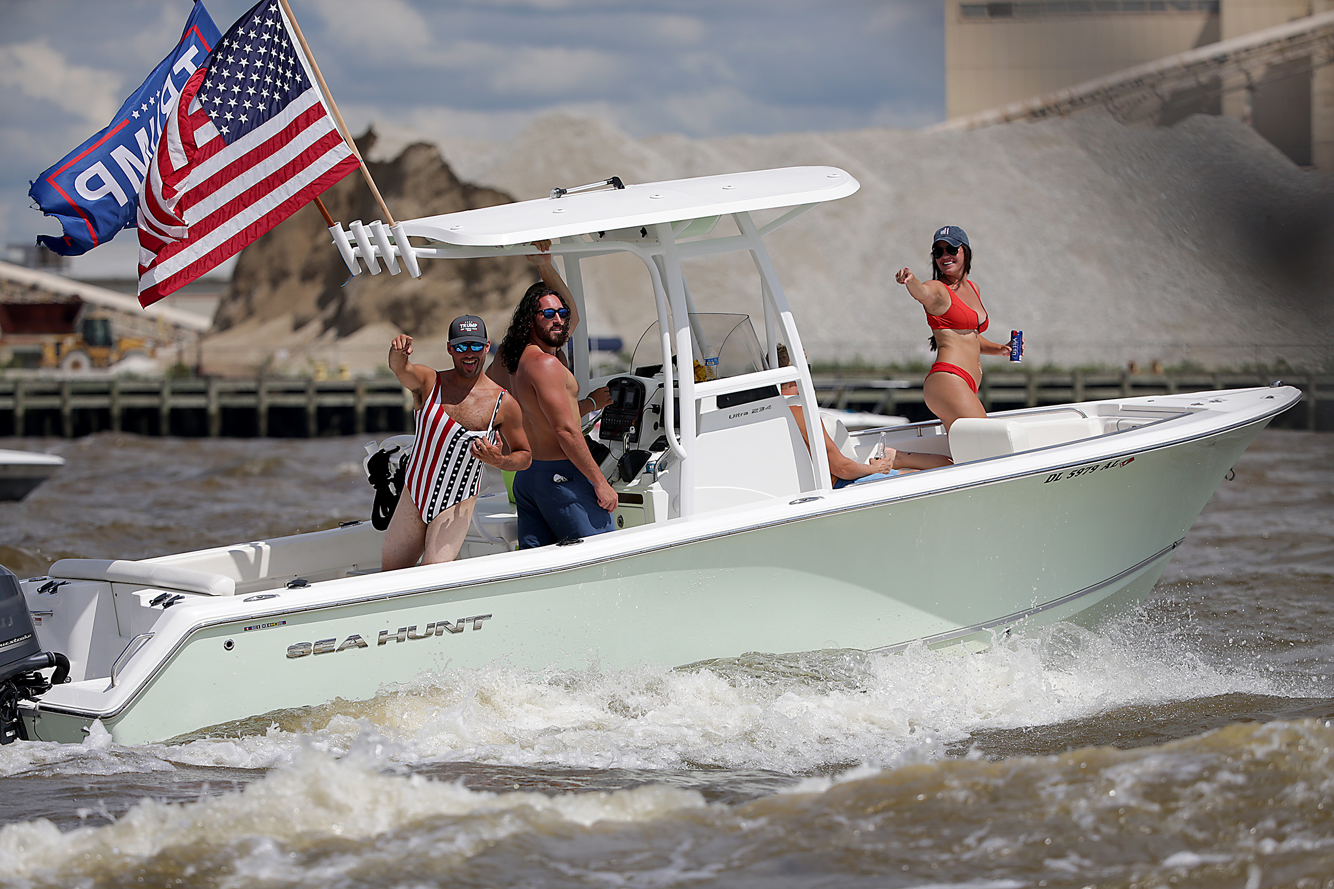 center console boat flags