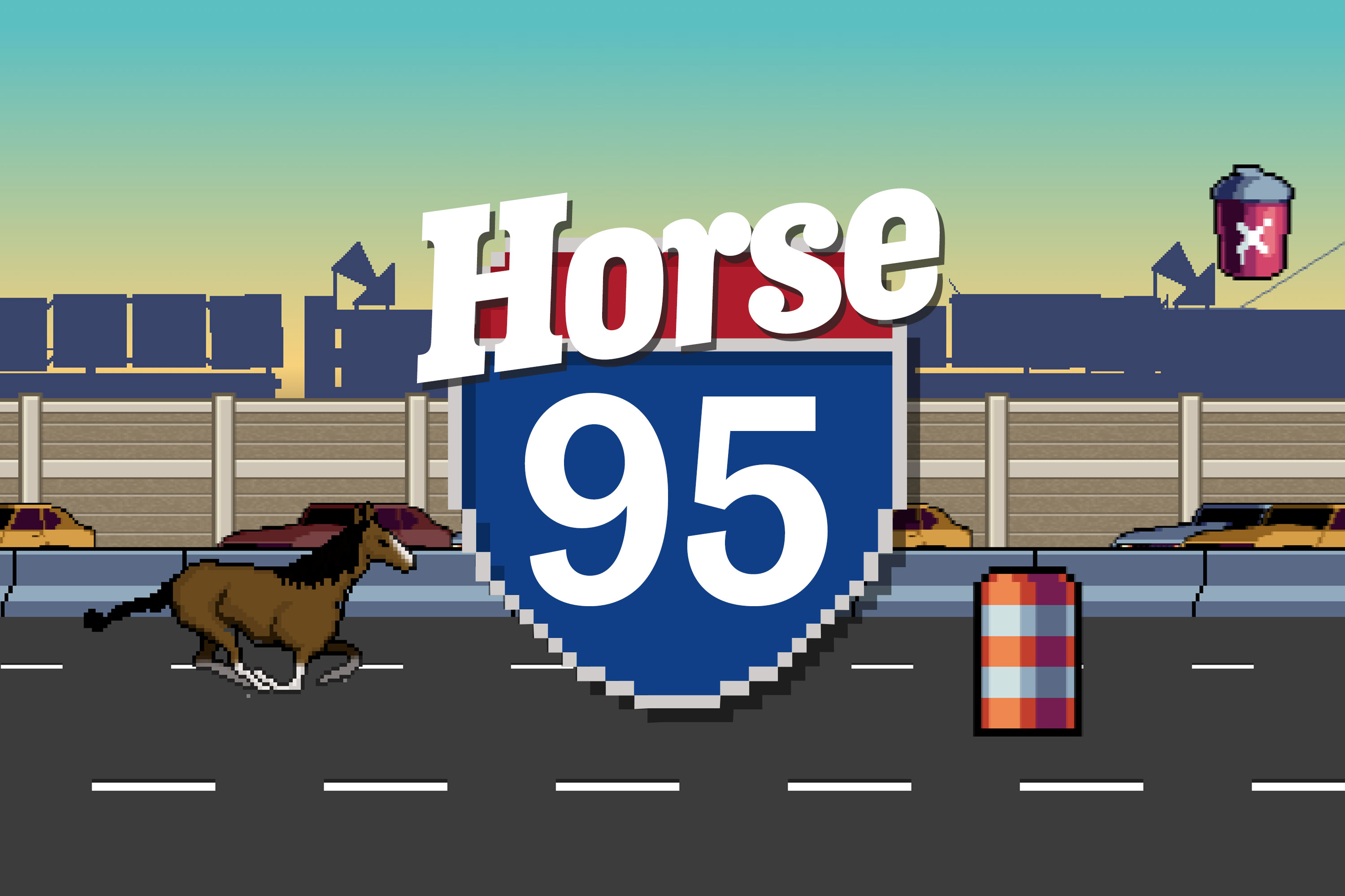 A horse galloped down I-95 this week. Play Horse-95 to see how far you can  make it.