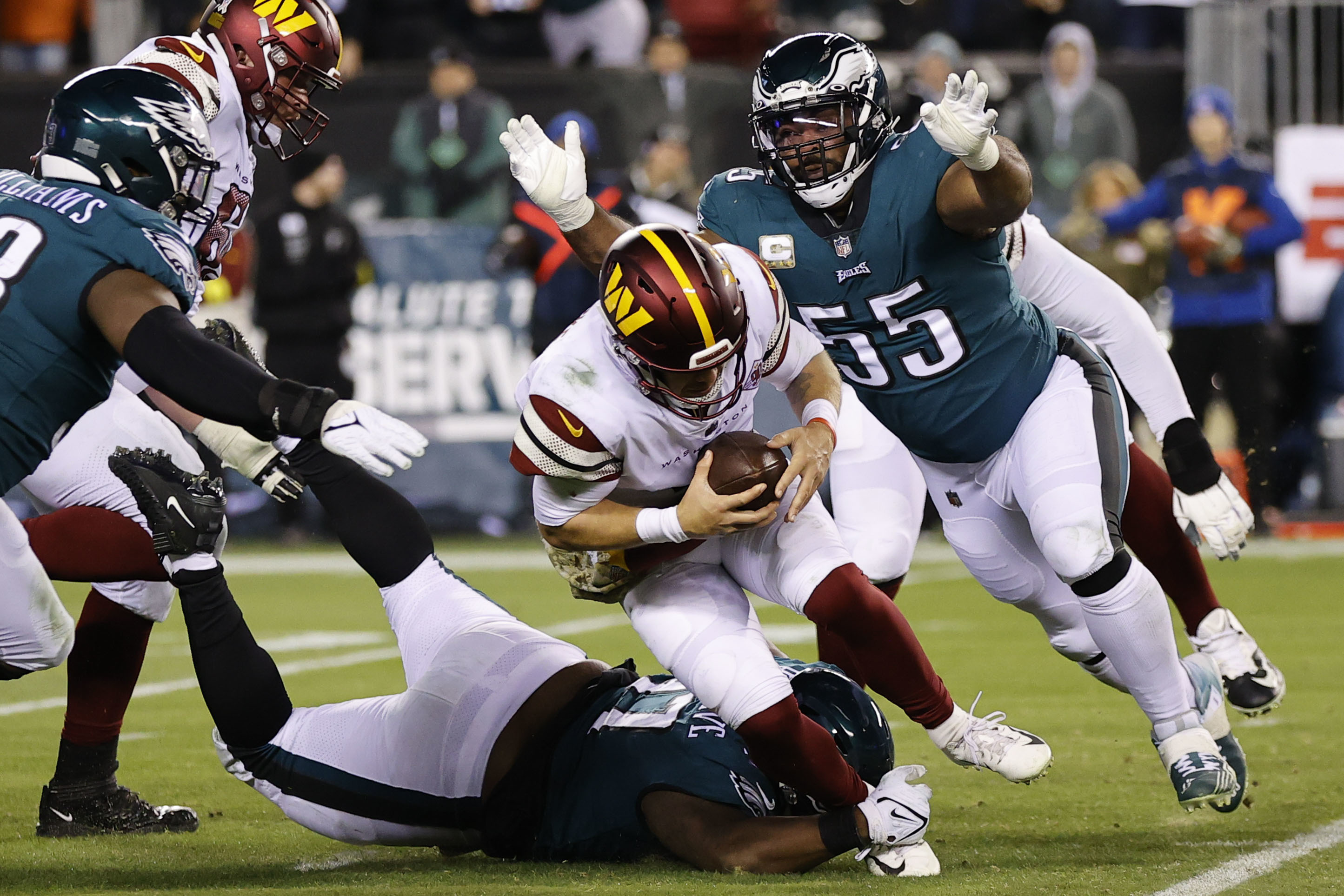 Eagles-Commanders analysis: Costly fumbles, questionable calls, shaky  defense lead to Birds' first loss