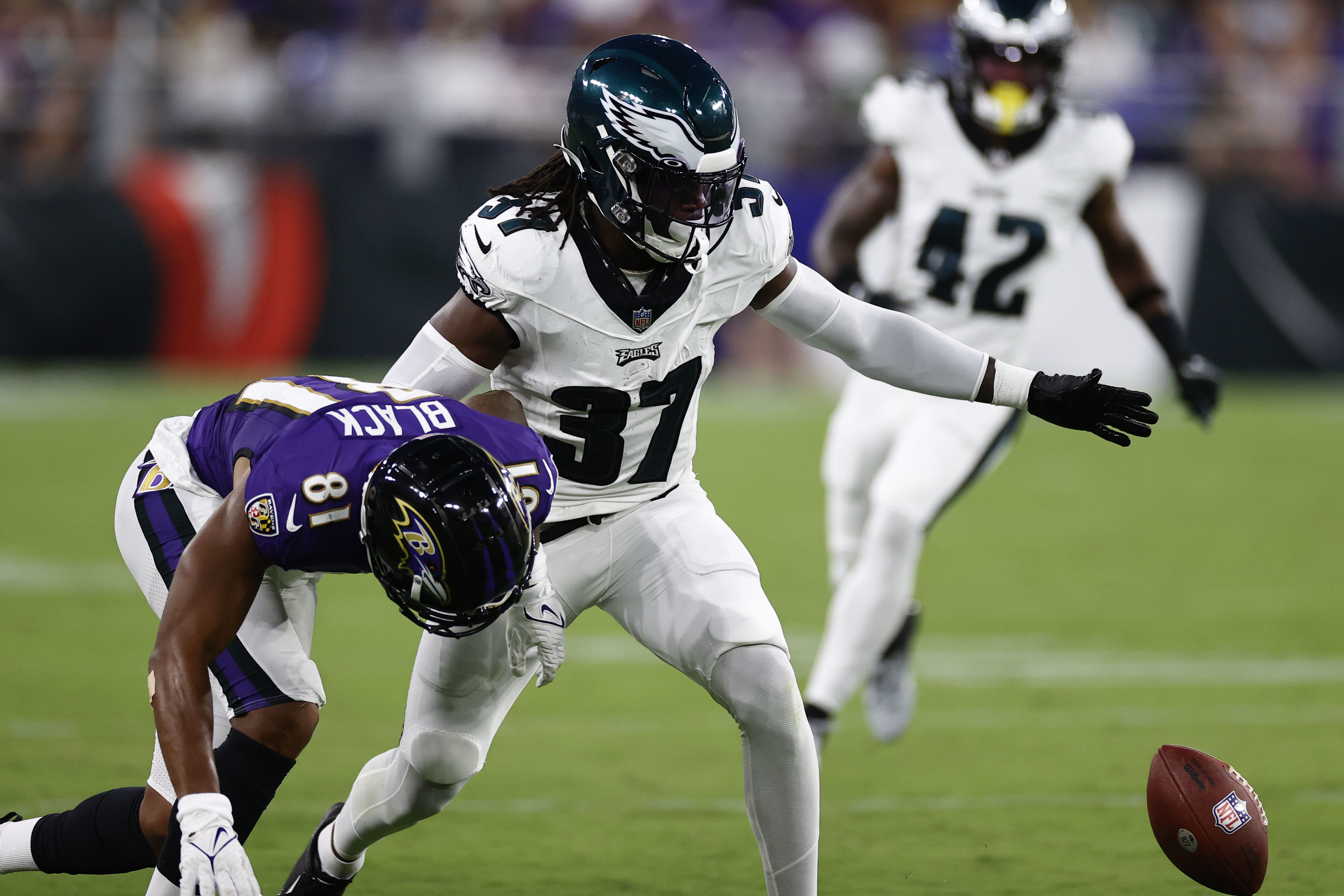 Baltimore Ravens wide receiver Marcus Smith (11) stands before a preseason  NFL football game with the Philadelphia Eagles Thursday, Aug. 11, 2011, in  Philadelphia. (AP Photo/Alex Brandon Stock Photo - Alamy