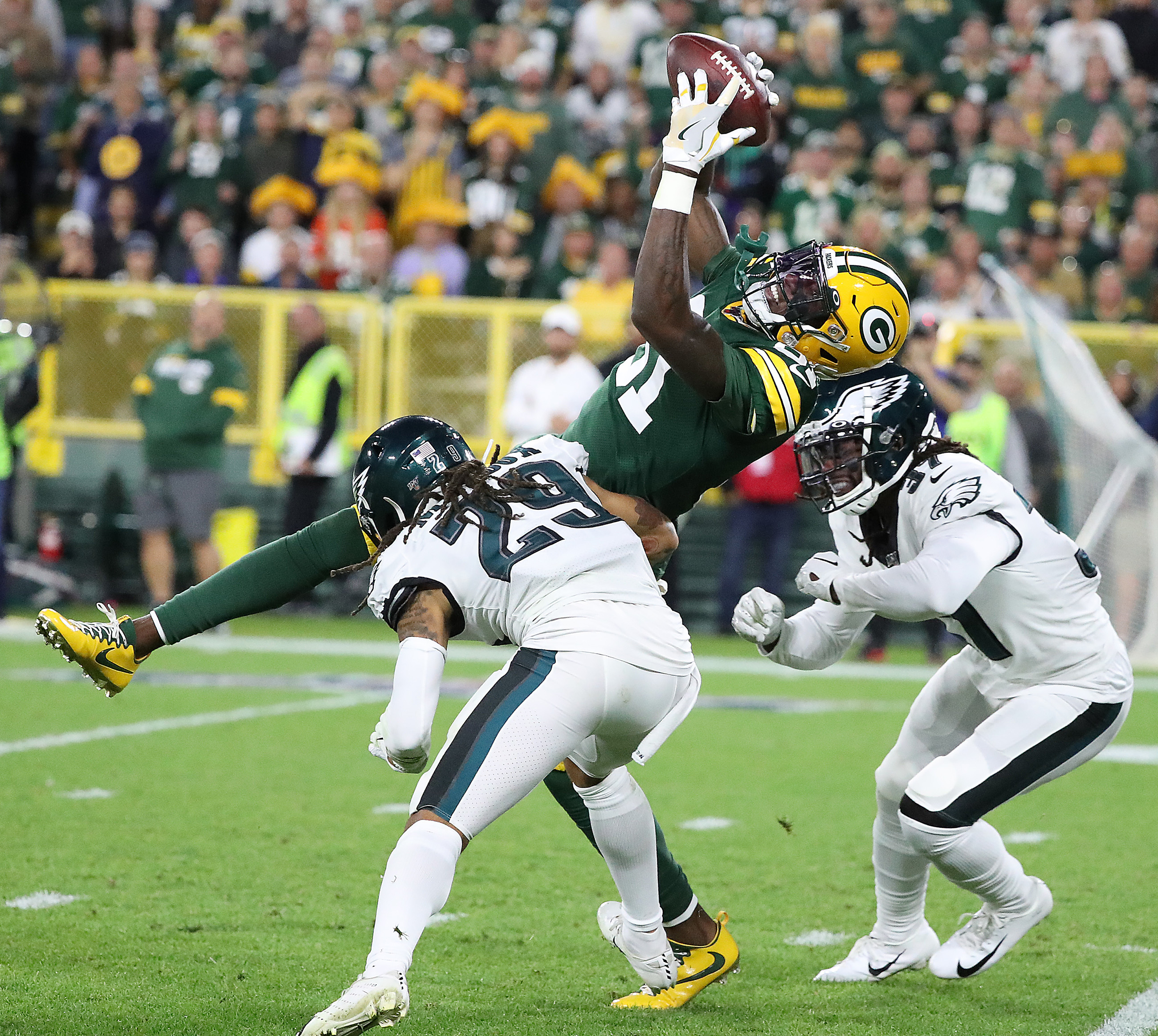 Philadelphia Eagles running back Jordan Howard (24) runs the ball against  the Green Bay Packers during an NFL football game, Thursday, Sept. 26,  2019, in Green Bay, Wis. The Eagles defeated the