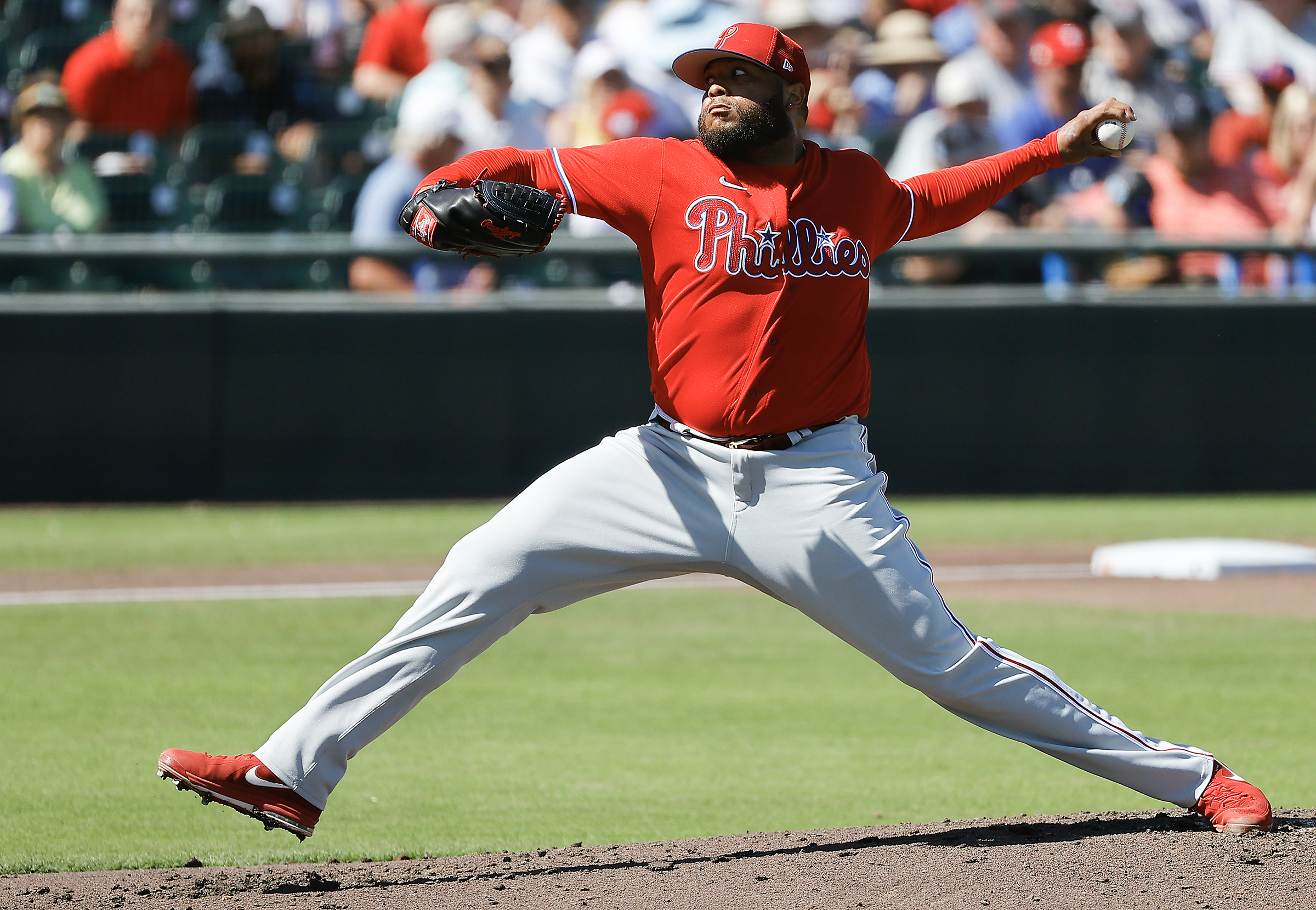 March 22, 2023; St. Petersburg, FL USA; Philadelphia Phillies shortstop Edmundo  Sosa (33) fouls off a pitch in the first inning during an MLB spring t  Stock Photo - Alamy