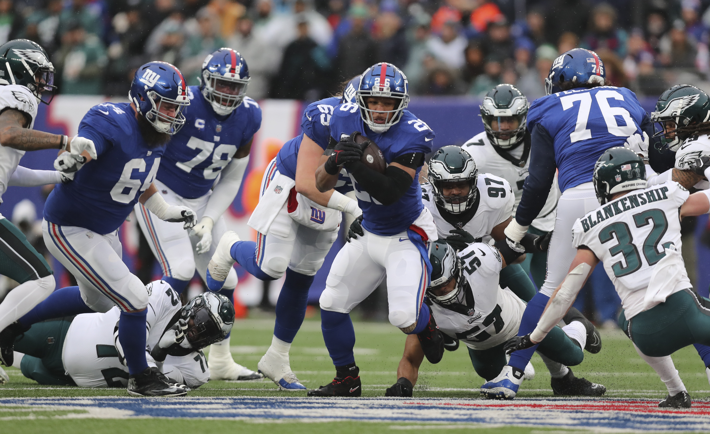 Philadelphia Eagles running back Miles Sanders (26) warms up before an NFL  football game against the New York Giants on Sunday, Dec. 11, 2022, in East  Rutherford, N.J. (AP Photo/Adam Hunger Stock