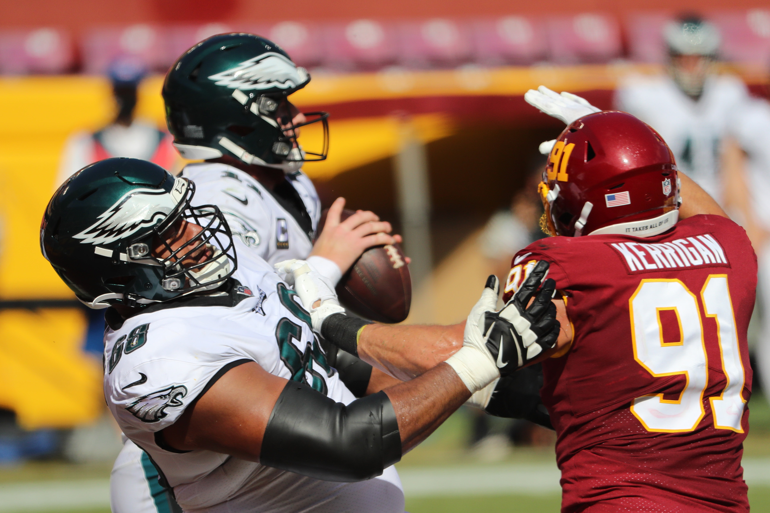 Eagles offensive line has 'no excuses' for poor showing in loss at  Washington 